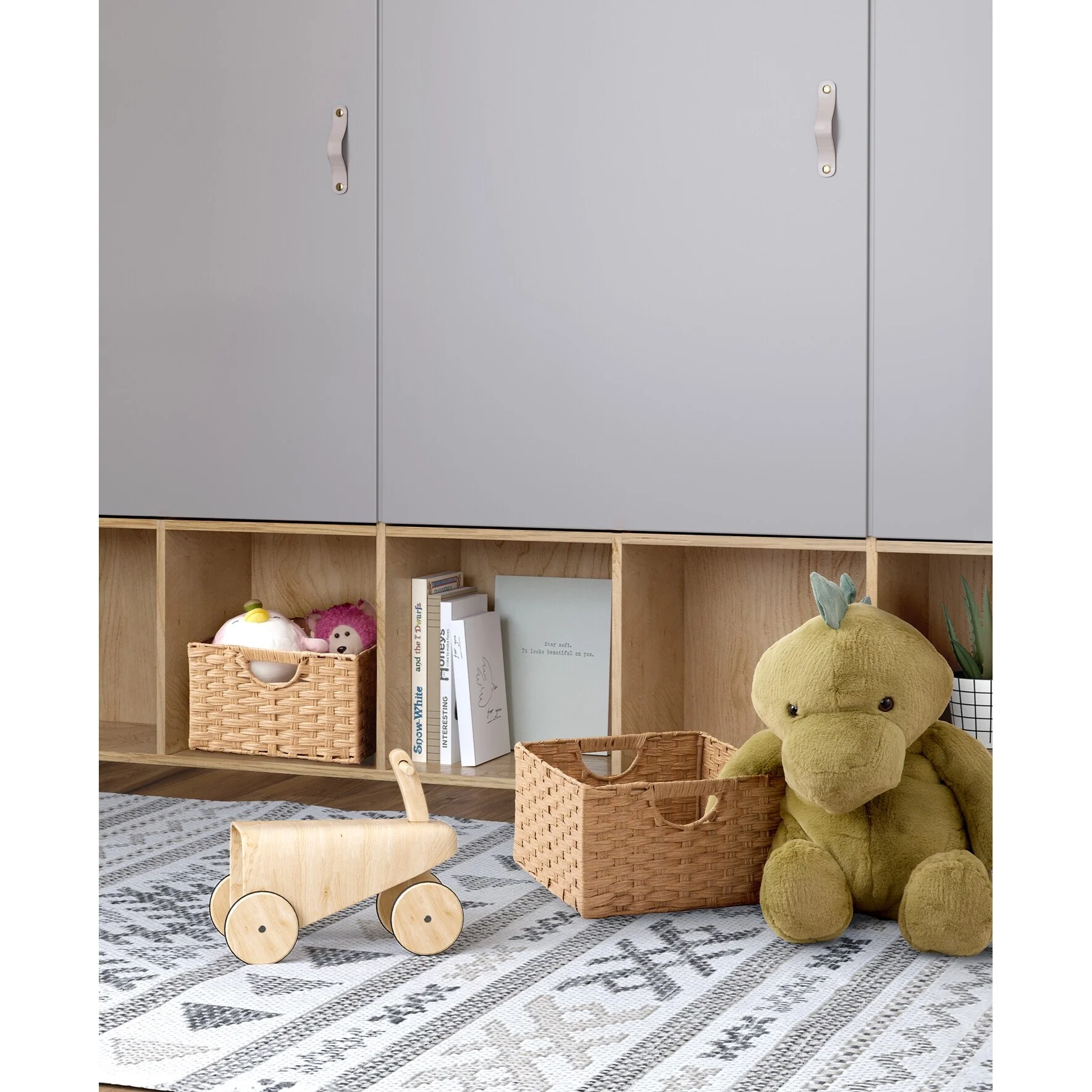 Seville Classics Foldable Handwoven Cube Storage Basket (2-Pack)