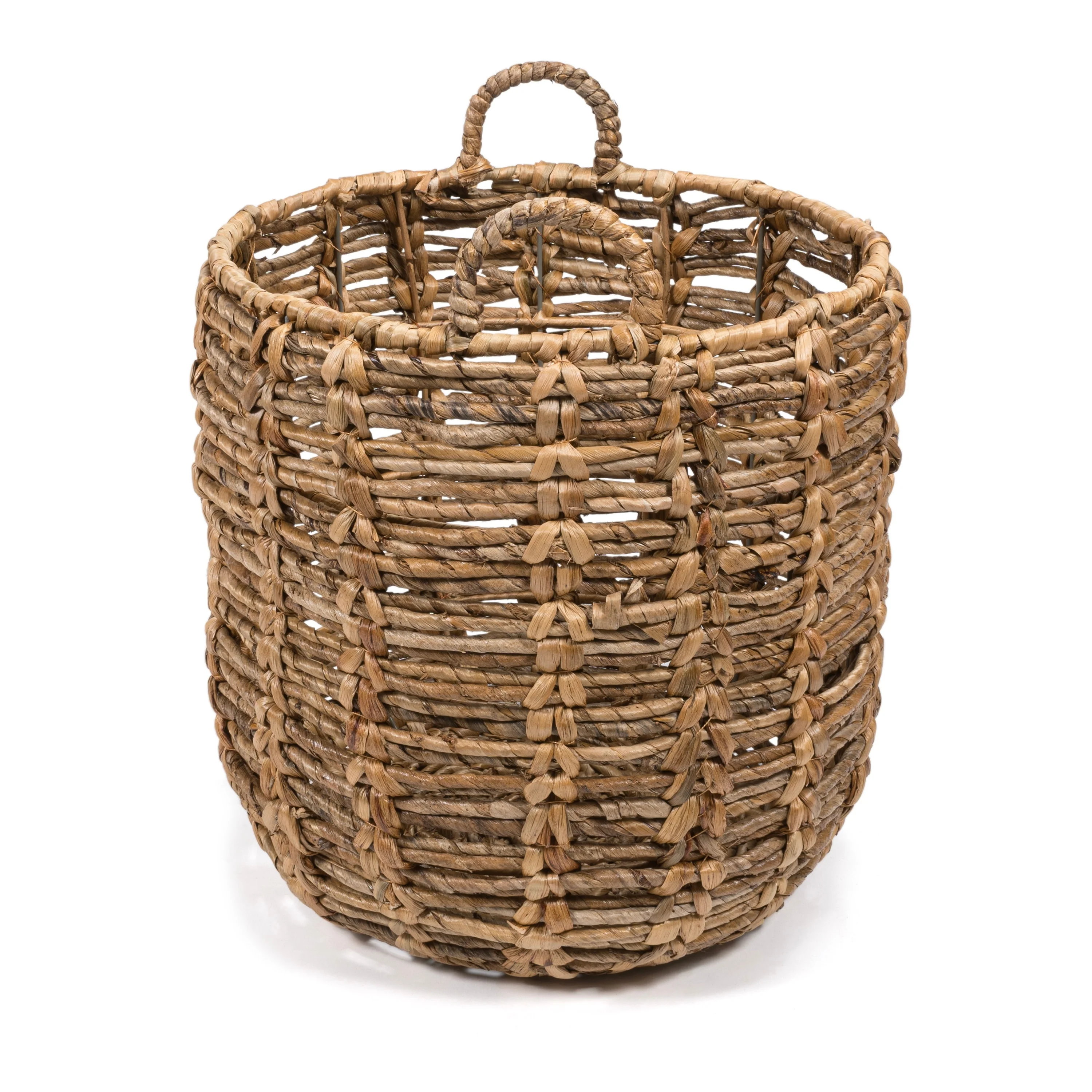 happimess Bohemian Hand-Woven Abaca Basket with Handles