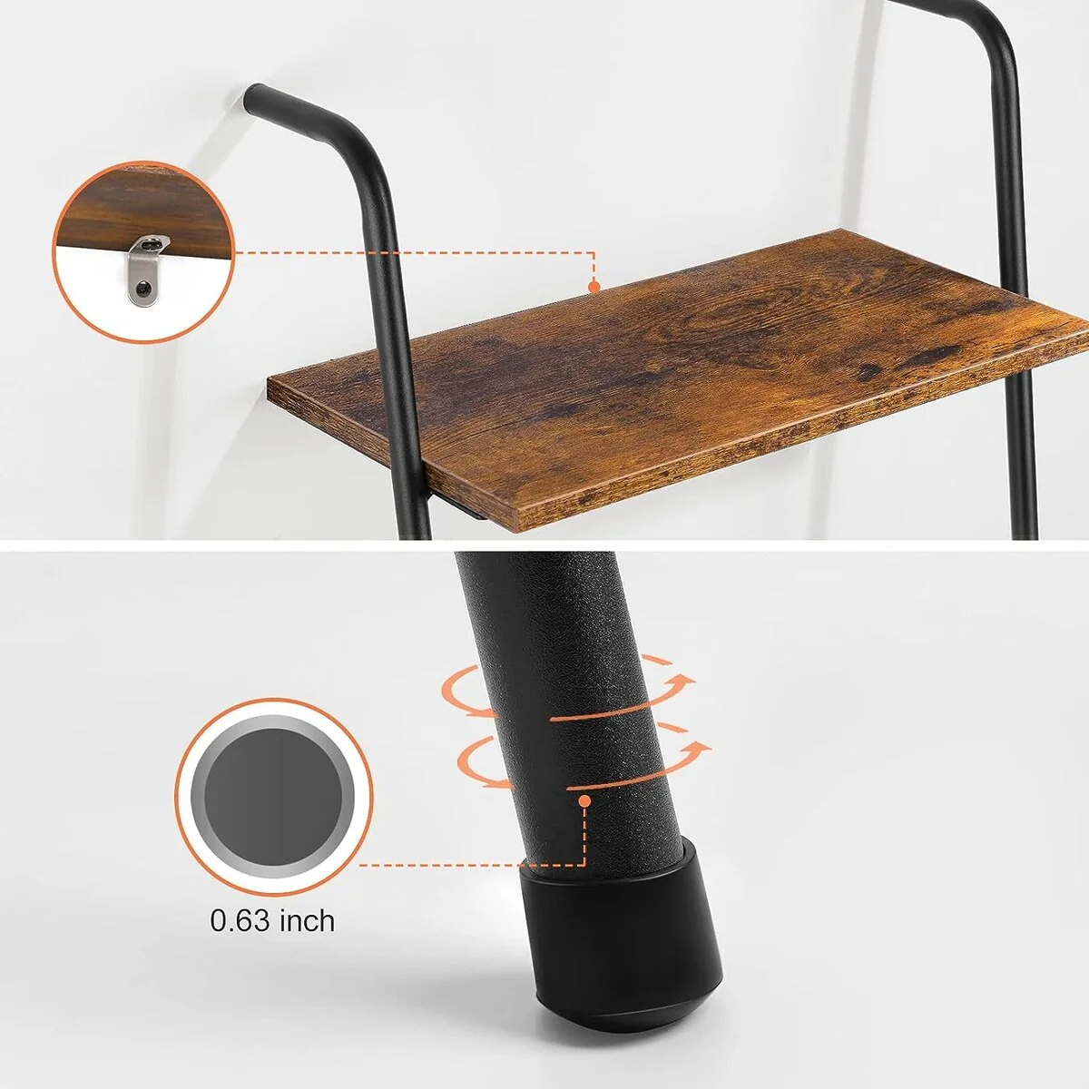 5 Layer Wall-Leaning Blanket Ladder with Shelf - 1PCS