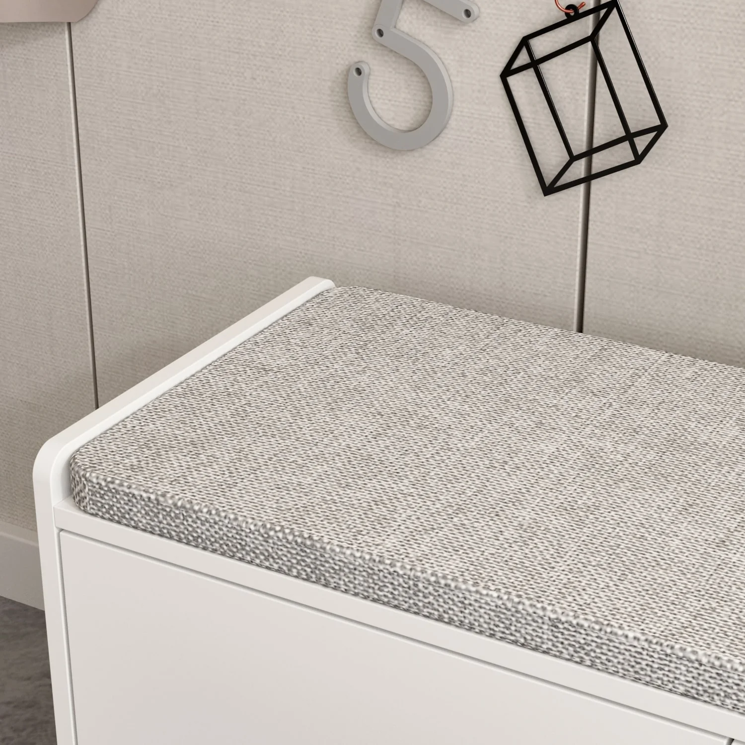 Hallway Shoes Storage Cabinet Bench with 2-Door & Padded Seat Cushion