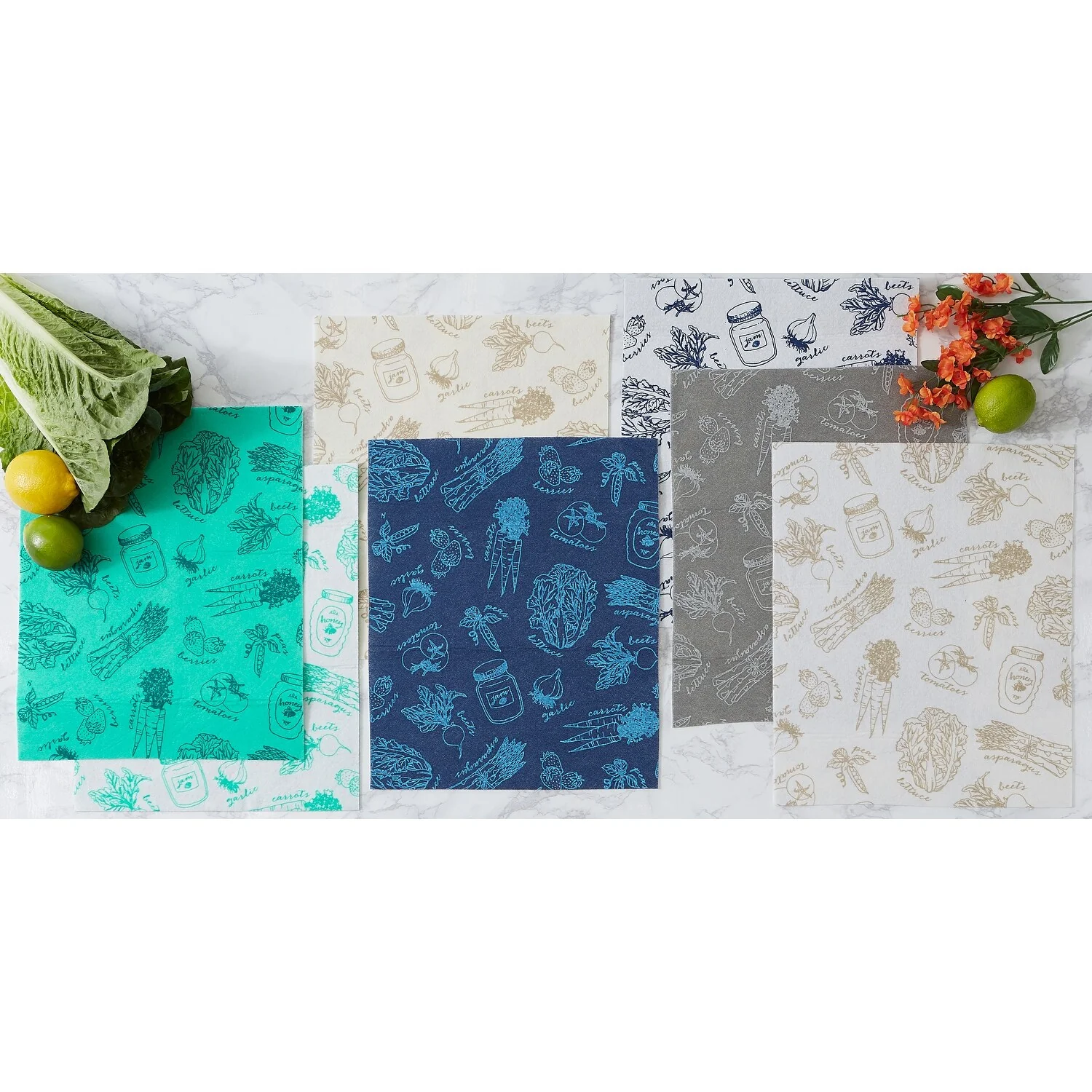 DII Nautical Blue Market Print Fridge Liner (Set of 6)