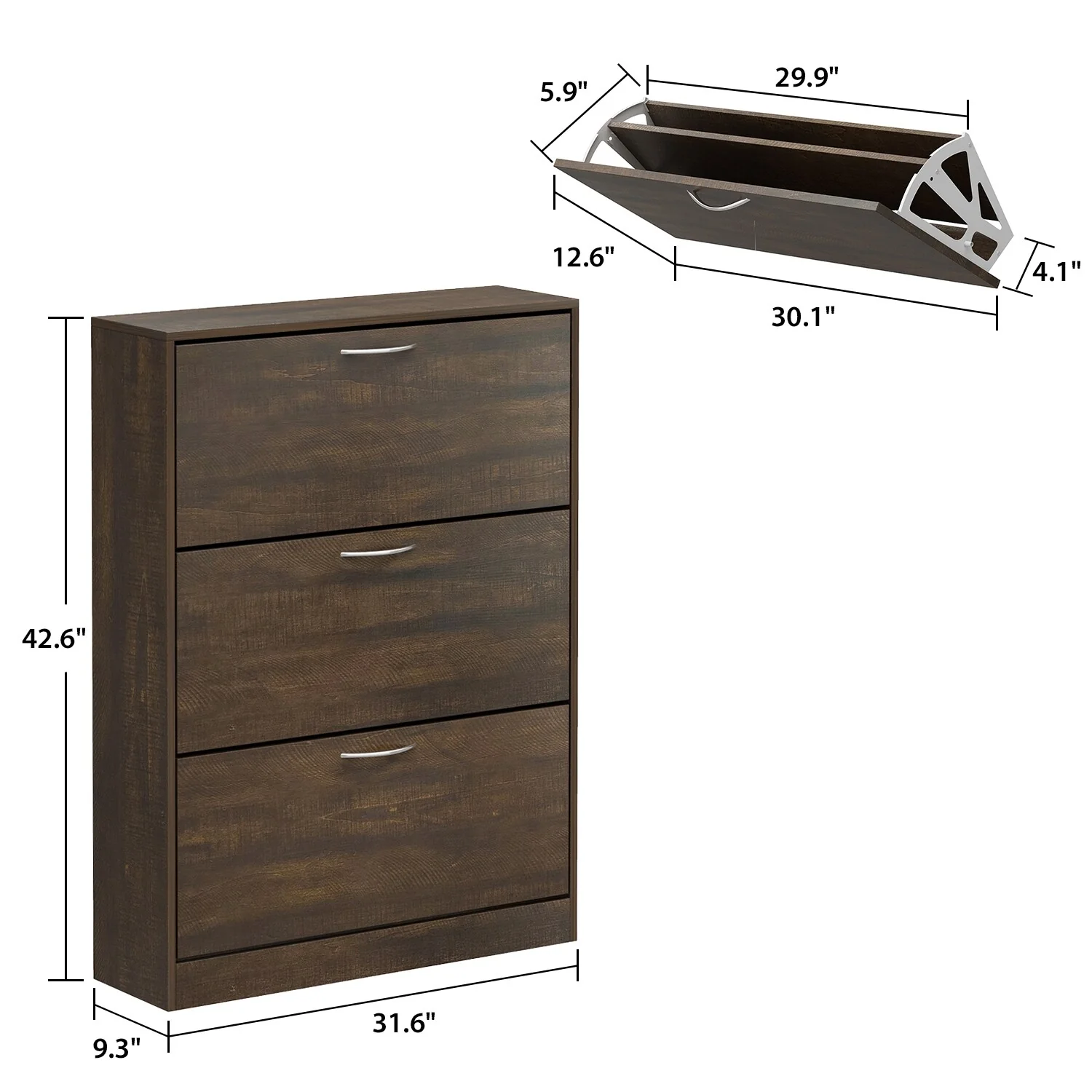 Shoe Cabinet Shoe Rack Storage Organizer with 3 Flip Drawers Entryway