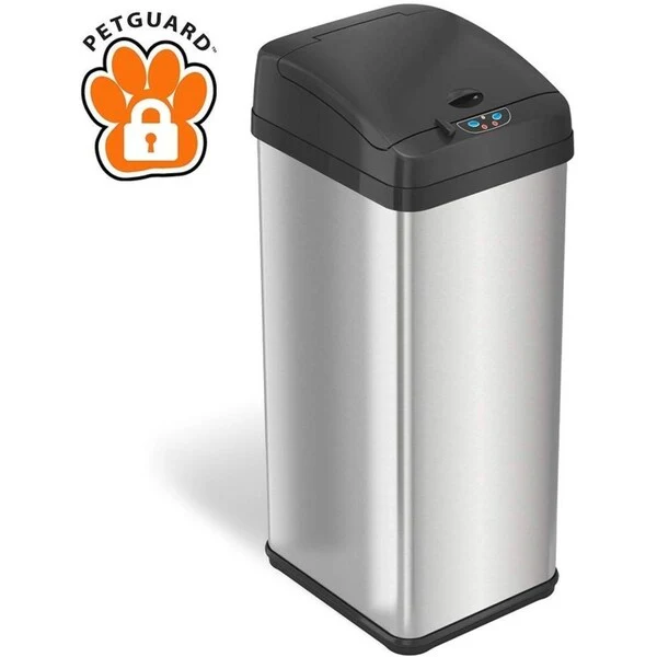 iTouchless 13 Gal Extra-Wide Stainless Steel Sensor Kitchen Trash Can