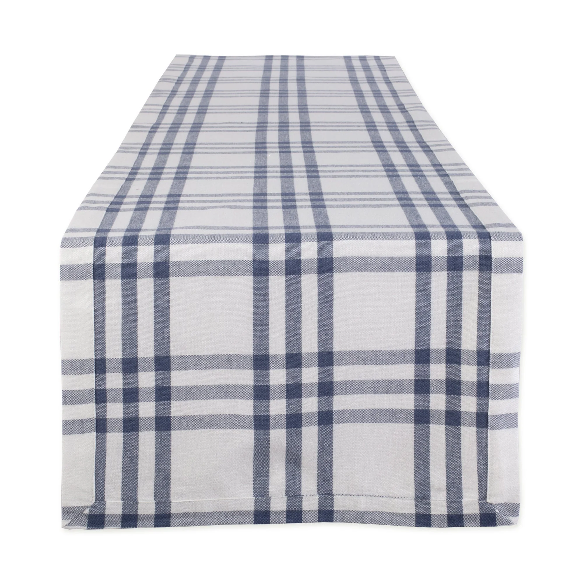 French Blue Farm To Table Check Table Runner 14X72