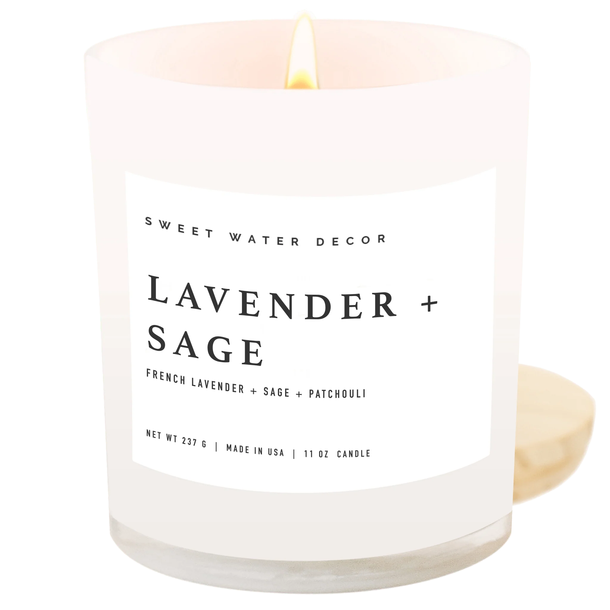 Lavender and Sage Soy Candle - White Jar - 11 oz