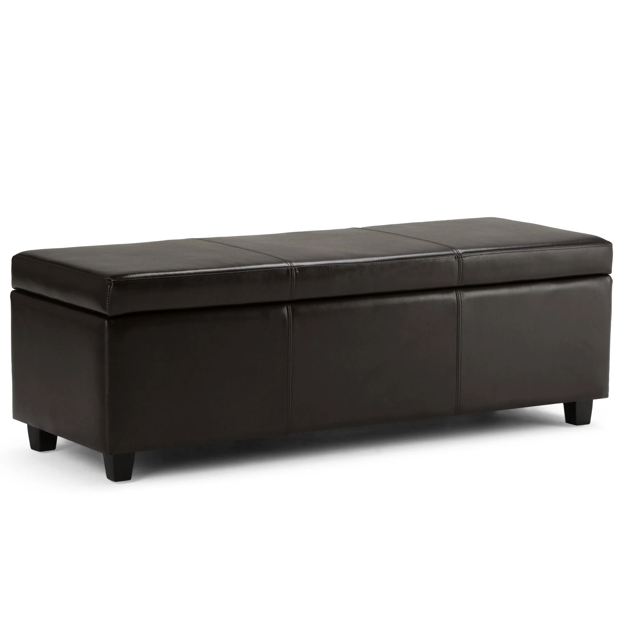 Upholstered Faux Leather Storage Ottoman