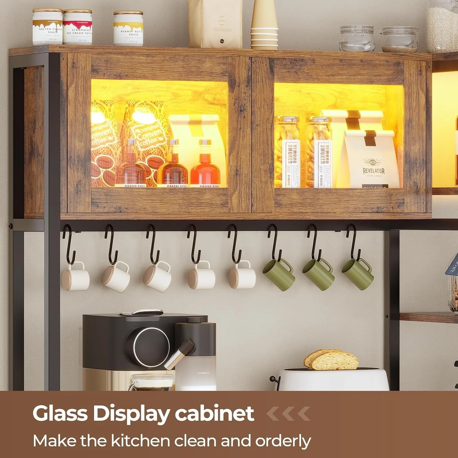 Bakers Rack for Kitchen with Storage Coffee Bar Cabinet