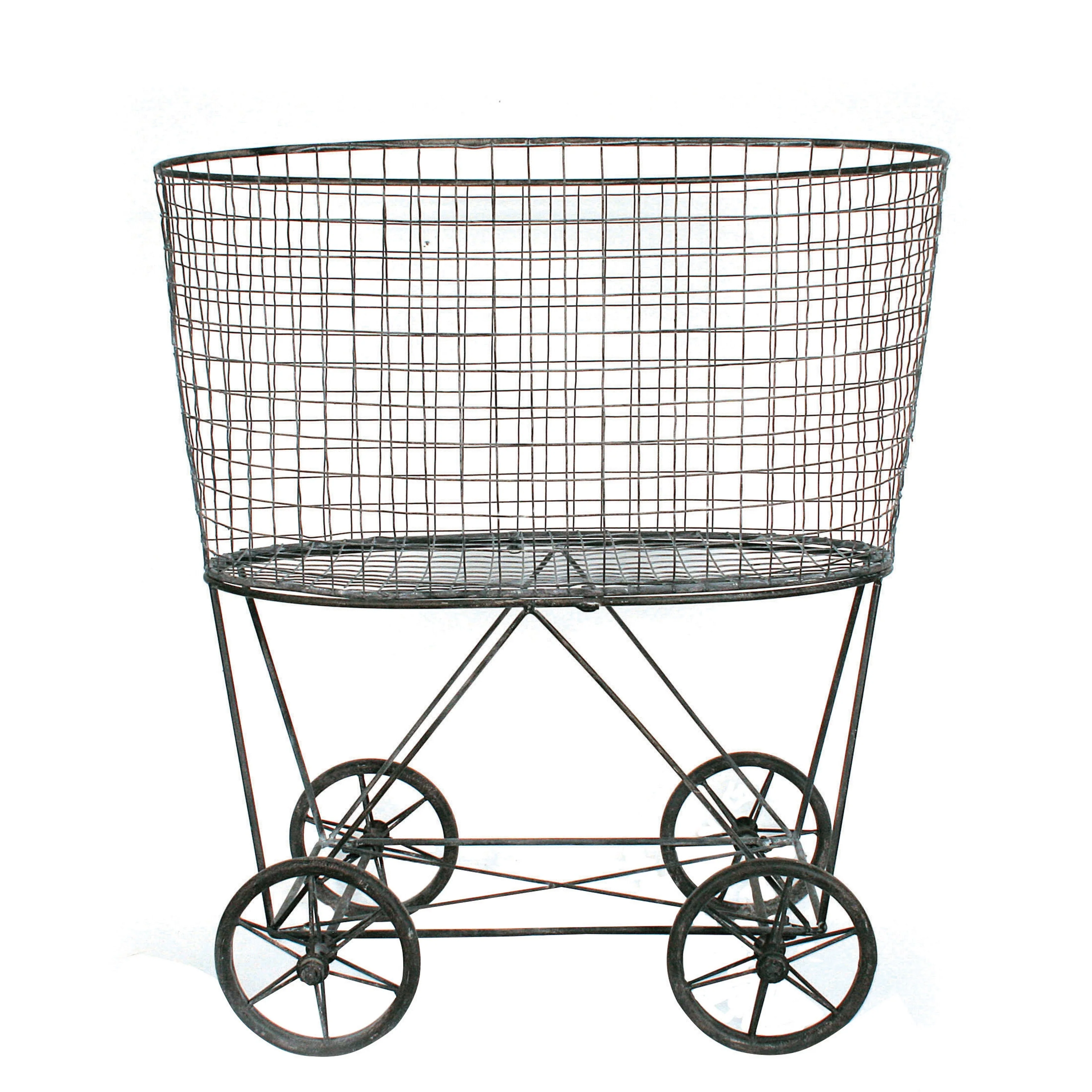 Metal Rolling Laundry Cart with Rack