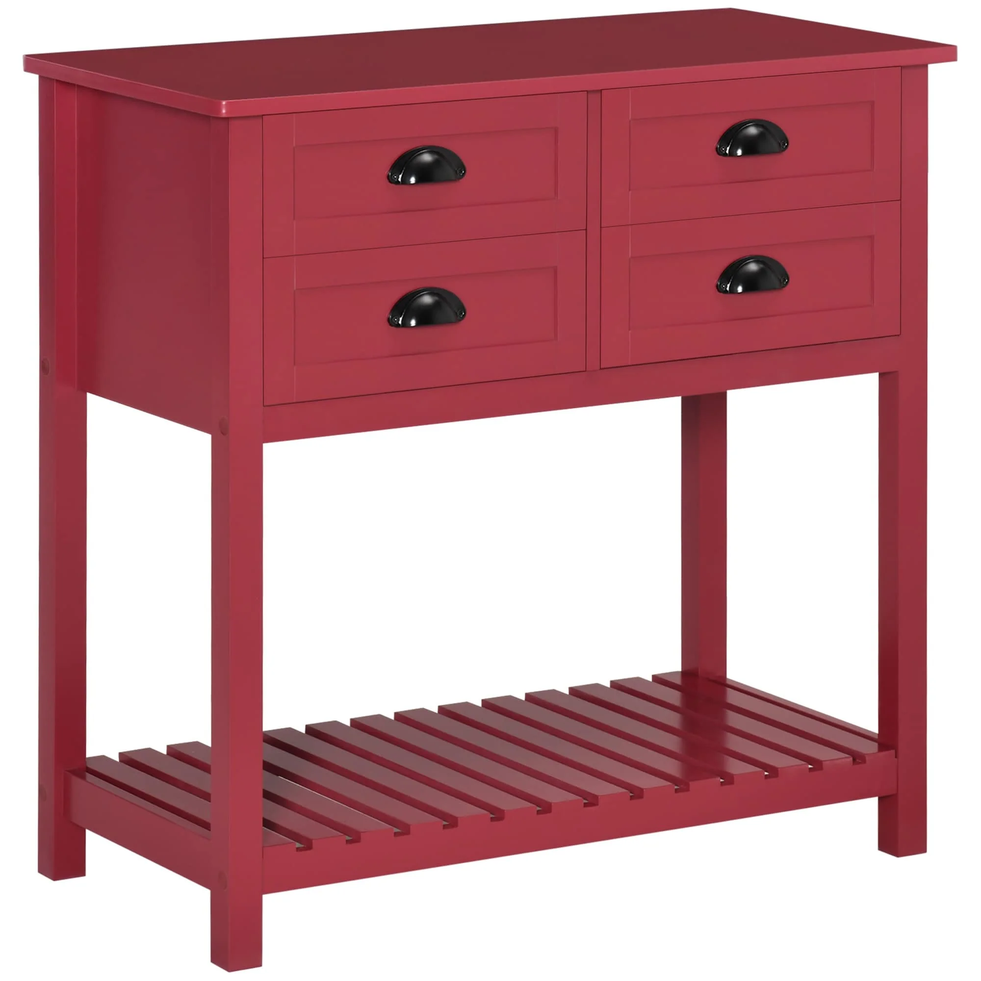 HOMCOM Sideboard Buffet Cabinet, Storage Serving Console Table with 4 Drawers and Slatted Bottom Shelf for Kitchen, Living Room
