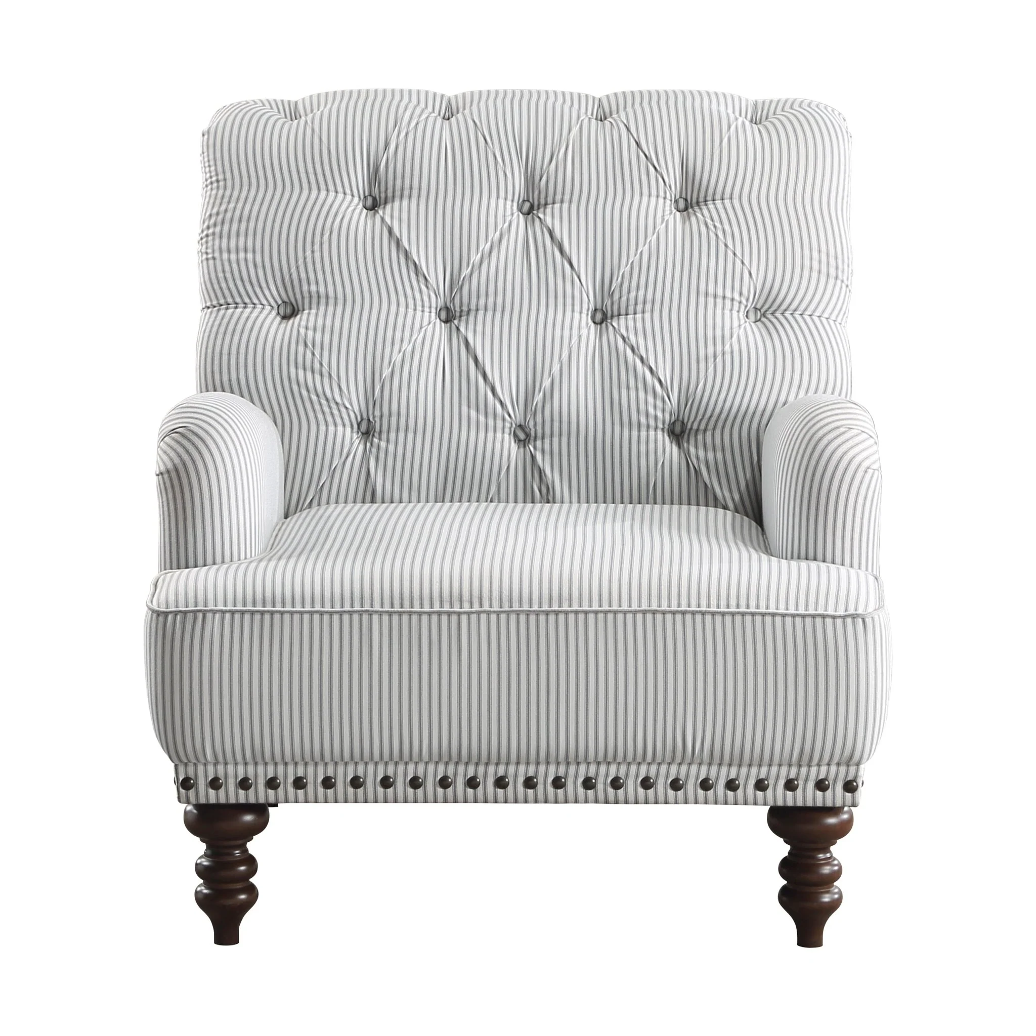 Luxurious Accent Chair with Upholstered Tufted and Nailhead Trim
