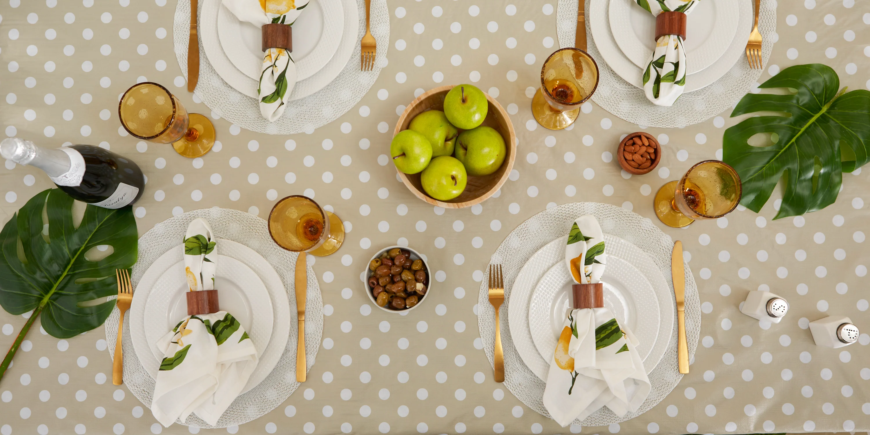 Natural Polka Dot Tablecloth