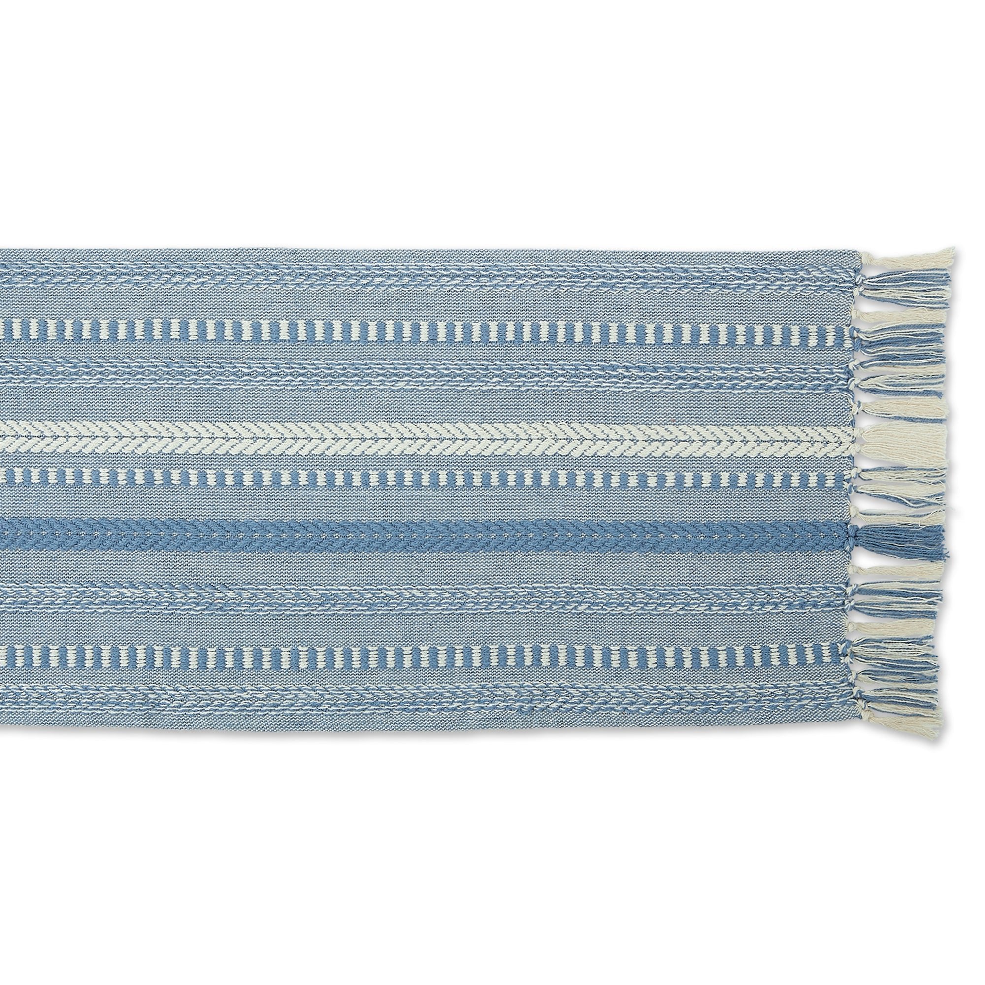 Stonewash Blue Braided Stripe Table Runner 15X72