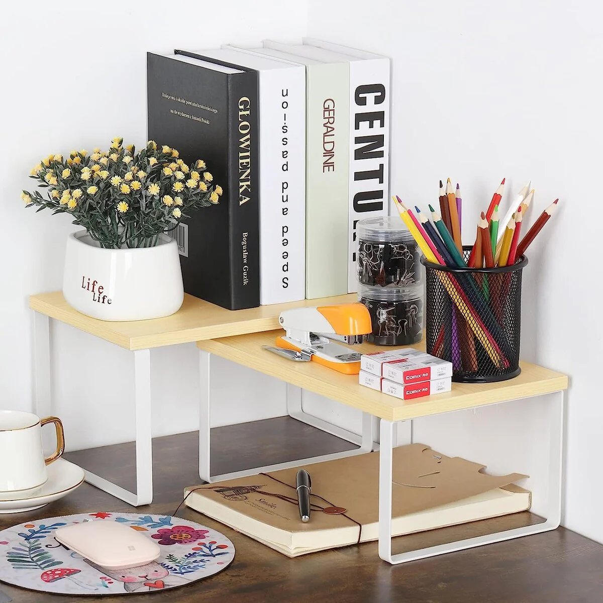 Stackable Kitchen Cabinet Shelves Organizer
