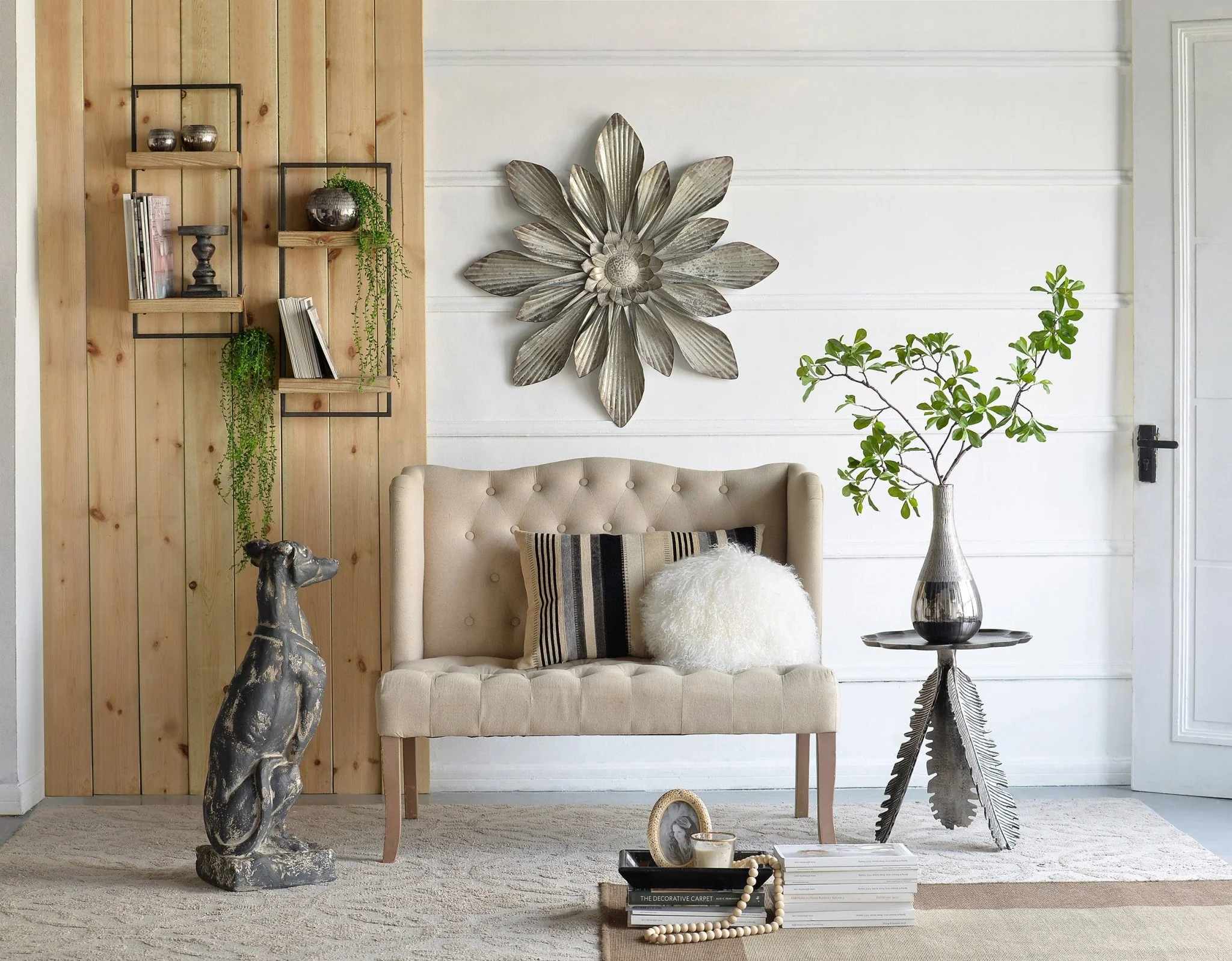 Aluminum Side Table with Leaf Design