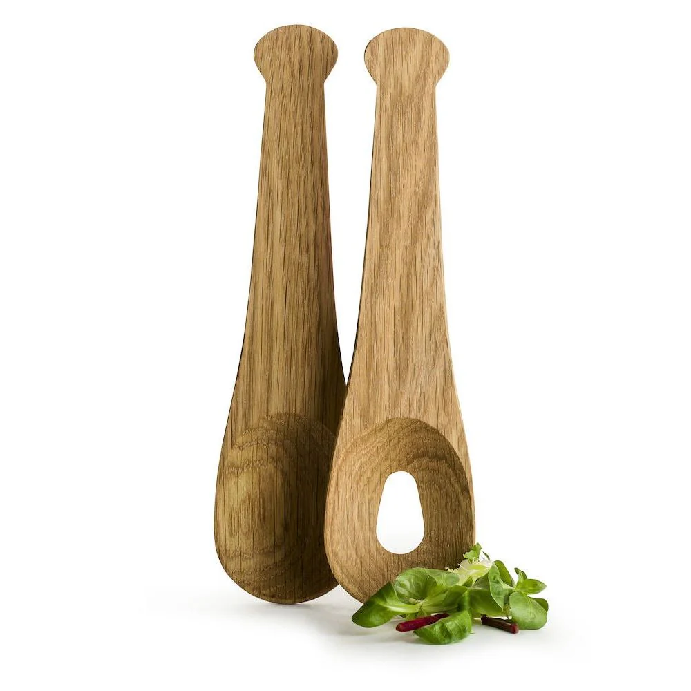 Nature Salad Server, Set of 2, Oak