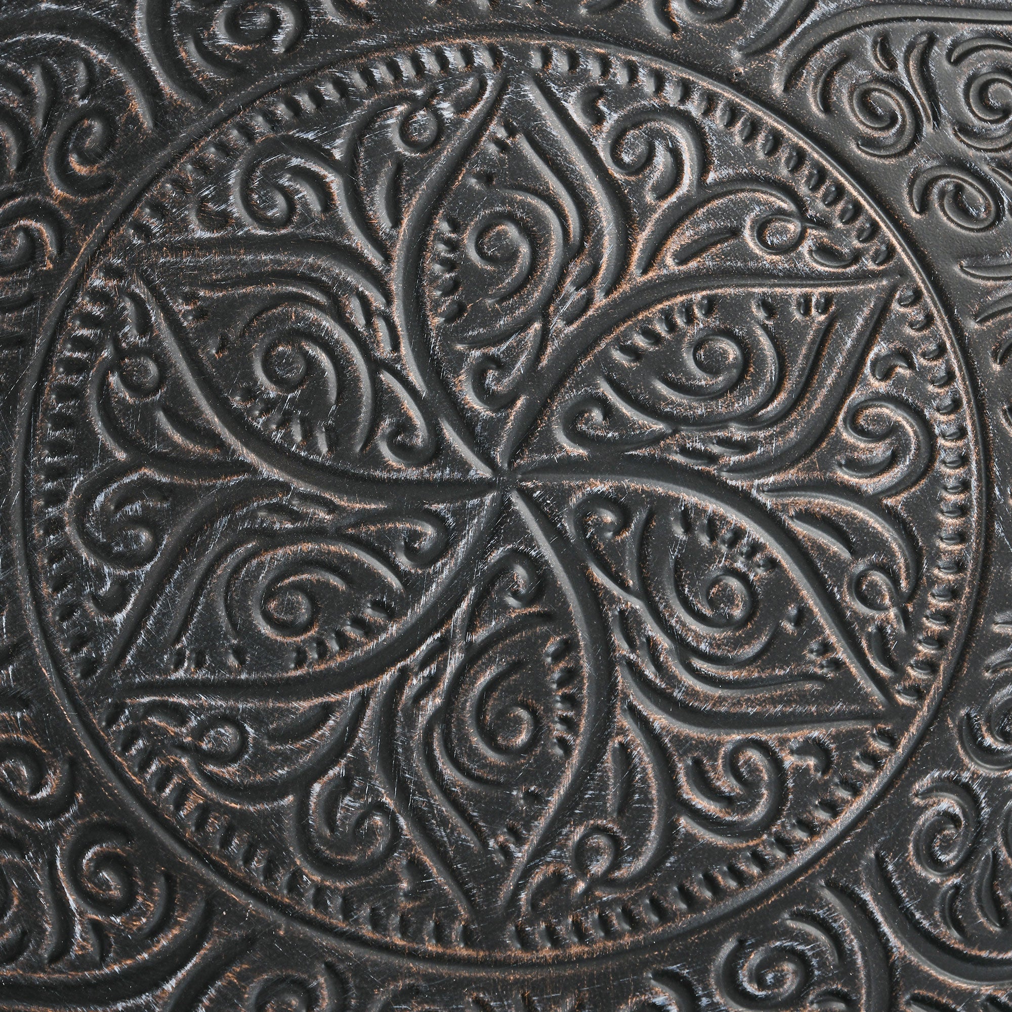 Round Coffee Table with Hammered Tray Top