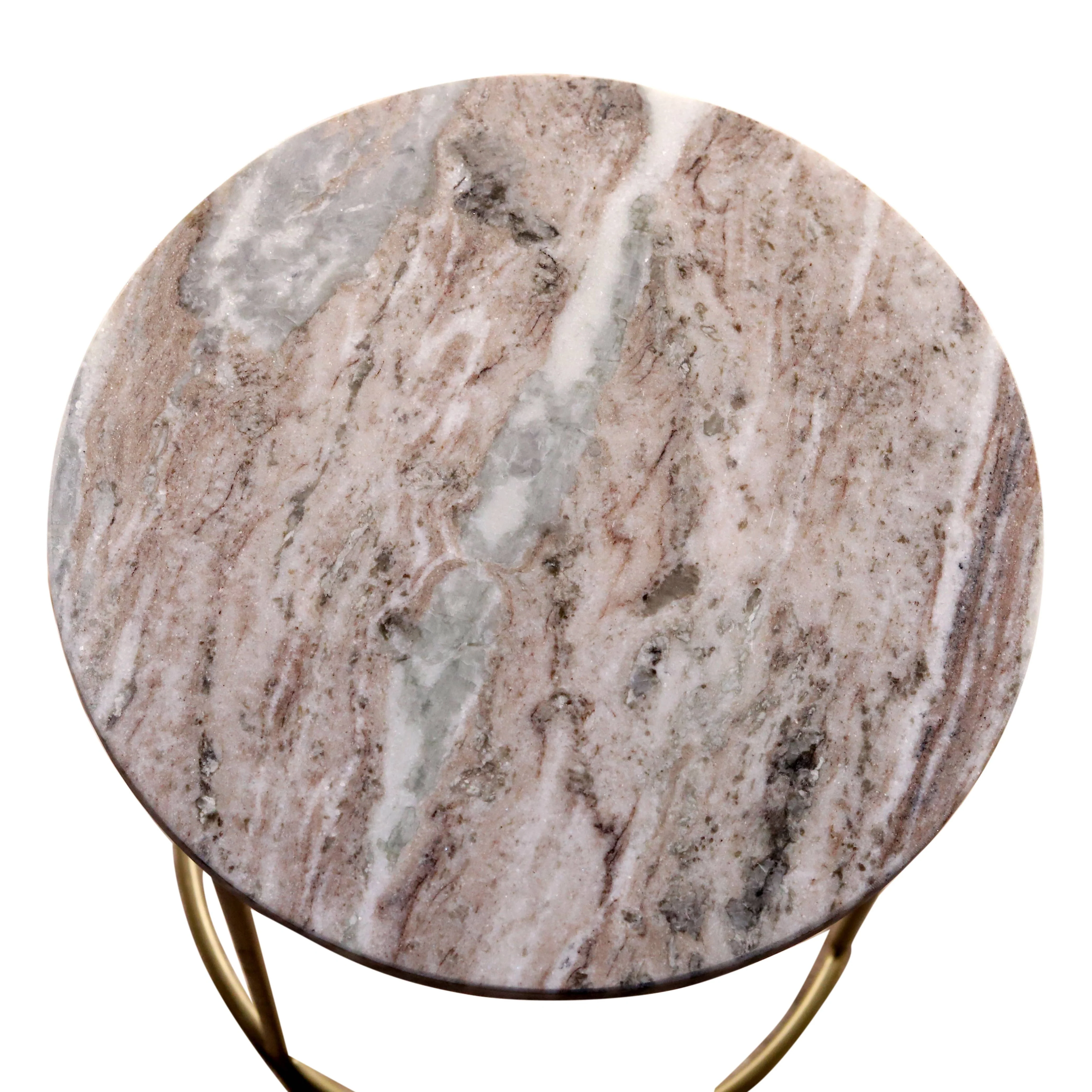 Marble Nesting Coffee Table With Gold Metal Frame, Set of 2
