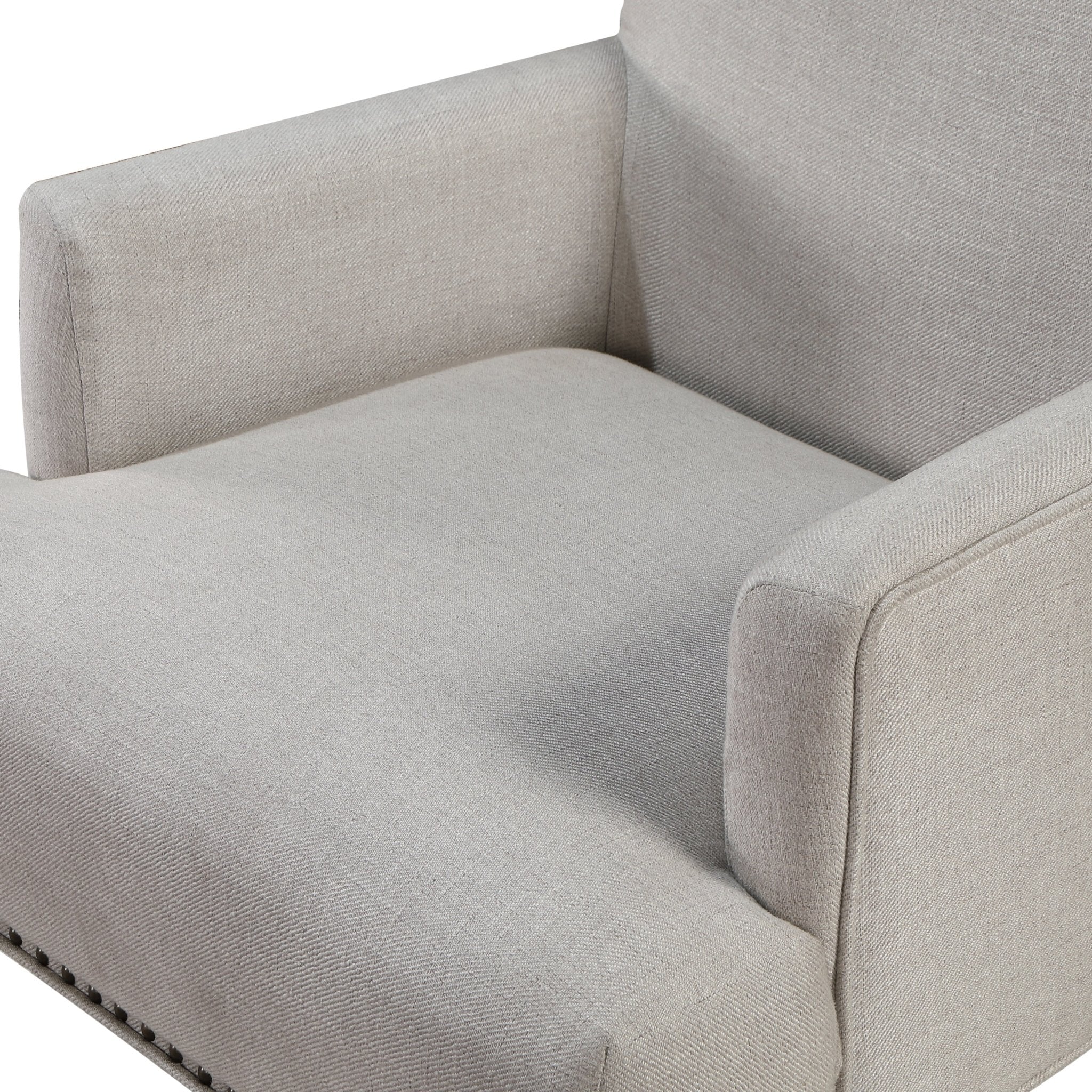 Upholstered Accent Chair with Recessed Arms, Nailhead Trim and Turned Legs