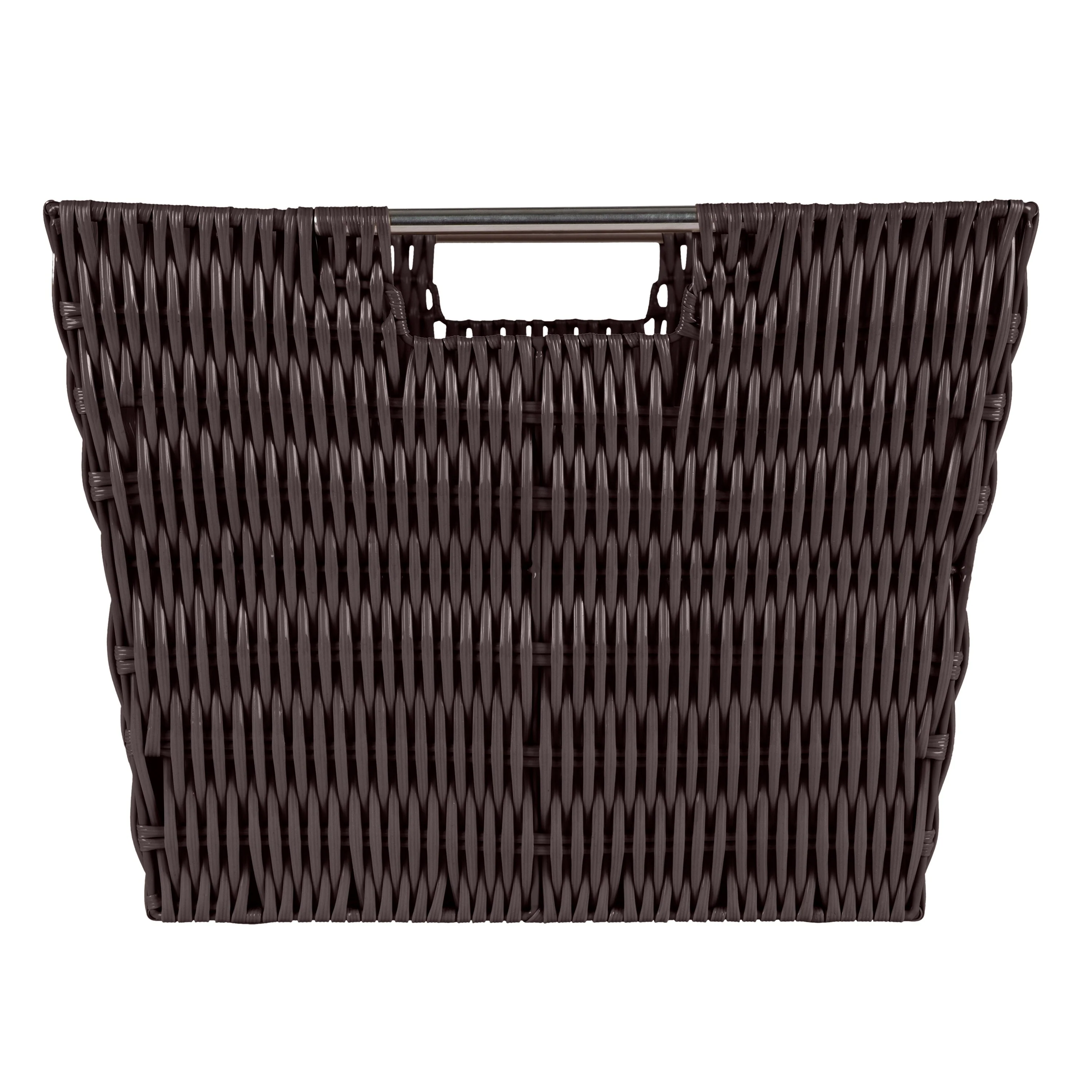 Simplify Large Rattan Storage Tote Basket in Charcoal