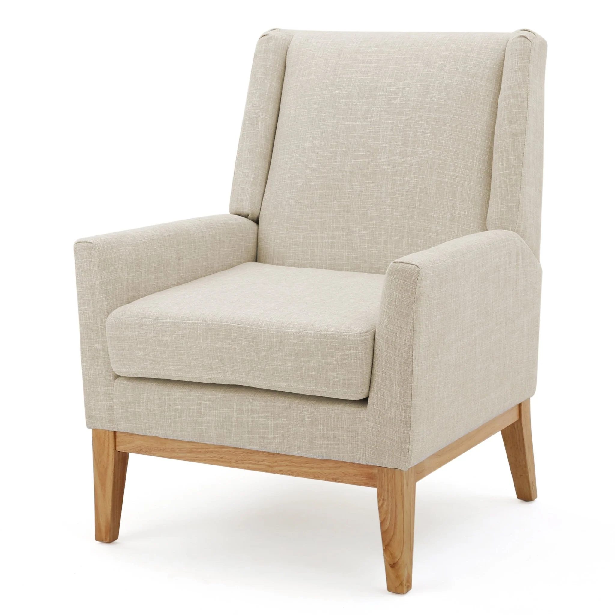 Dimensionality Upholstered Accent Chair with Wing Back and Wood Legs