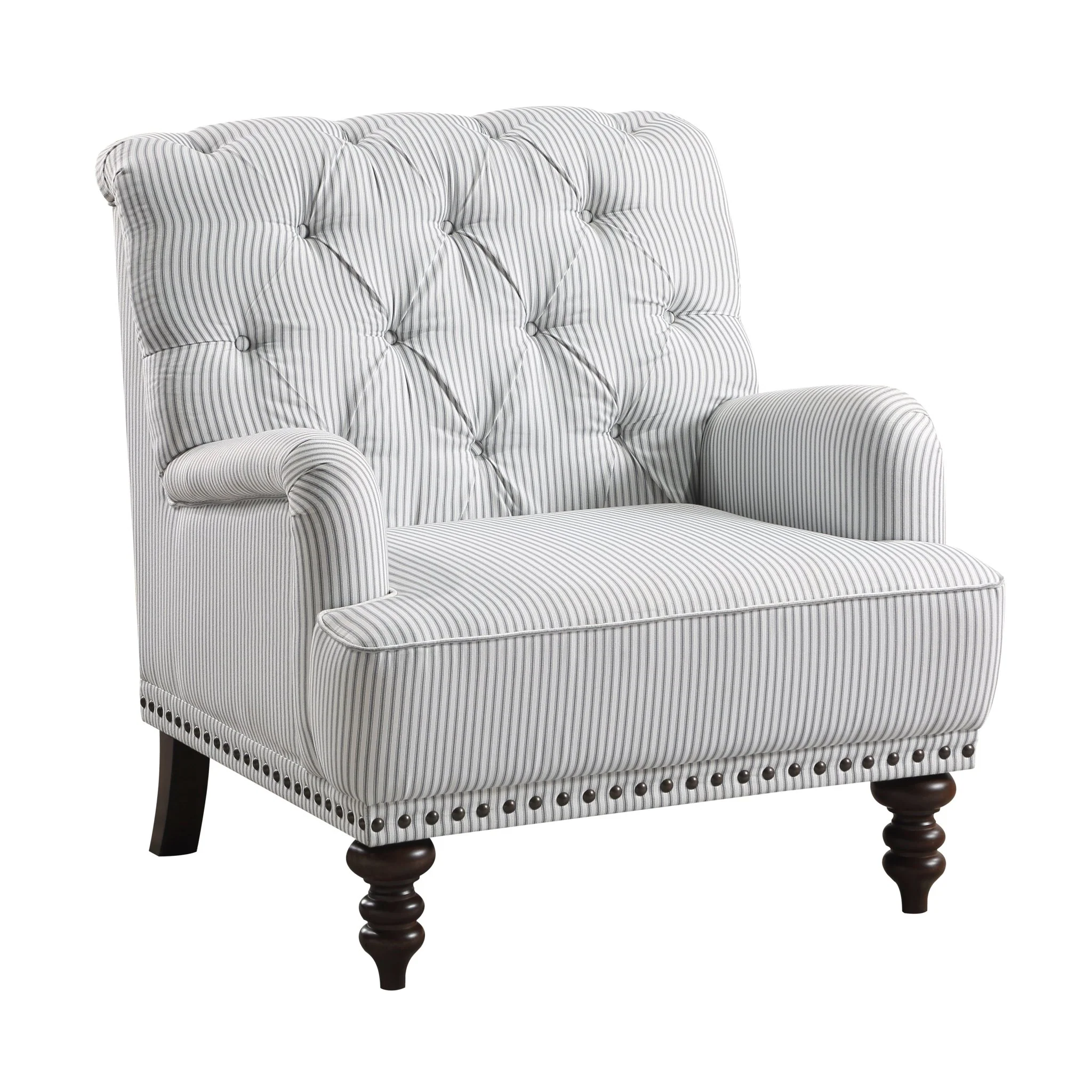 Luxurious Accent Chair with Upholstered Tufted and Nailhead Trim