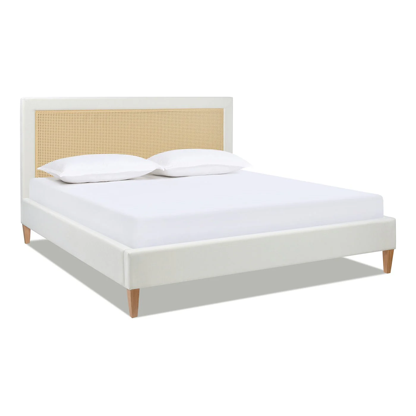 Captivat Platform Bed with Cane-Back and Solid Wood Legs