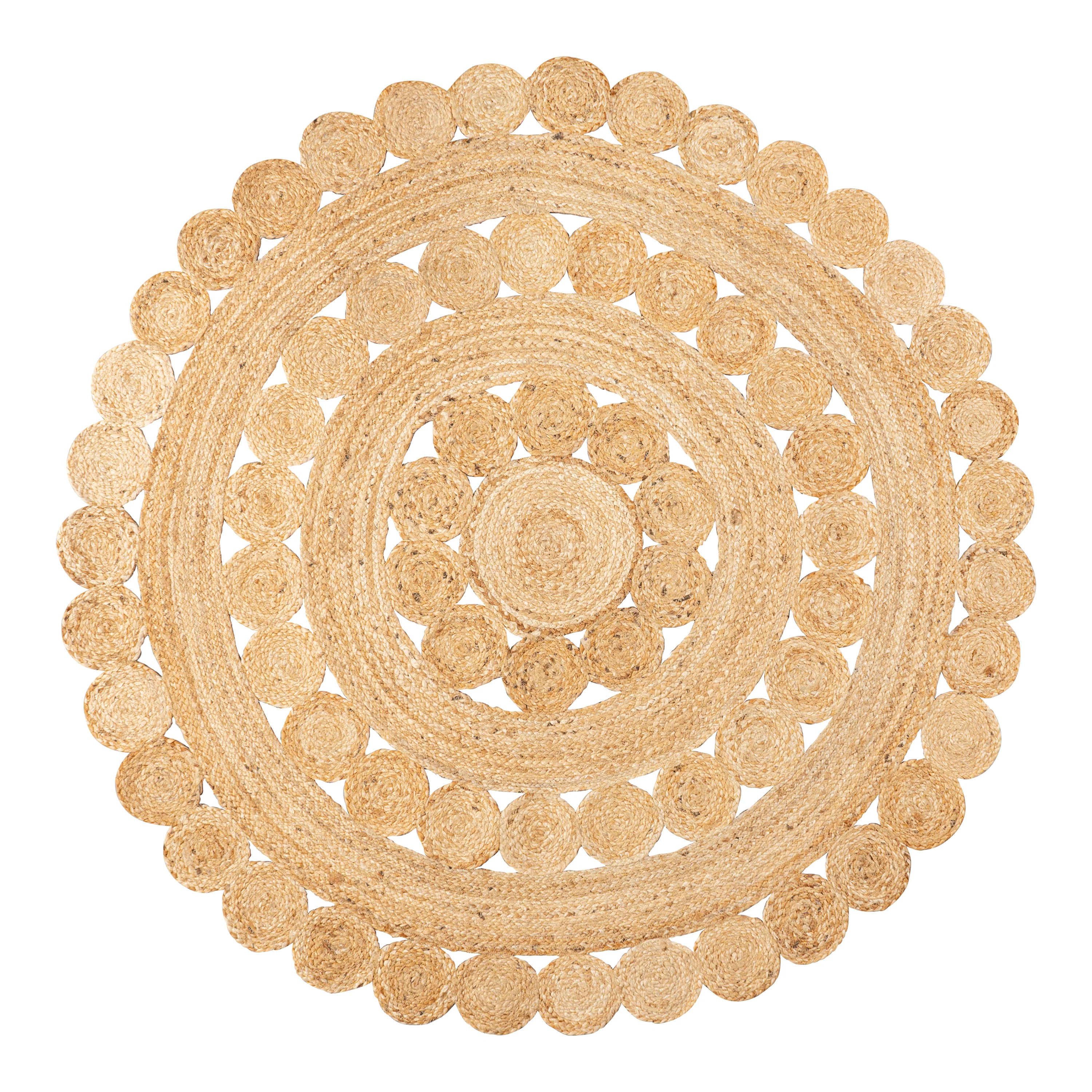 Daisy Hippy Jute Medallion Circle Round Area Rug