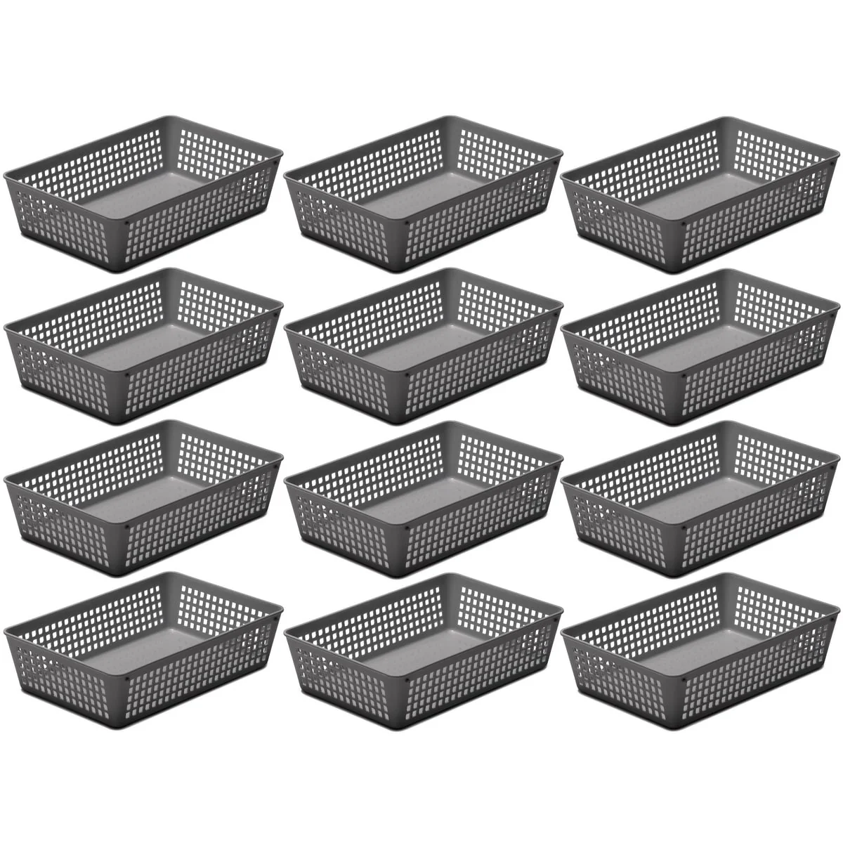 12-Pack Plastic Storage Baskets for Office Drawer, Classroom Desk