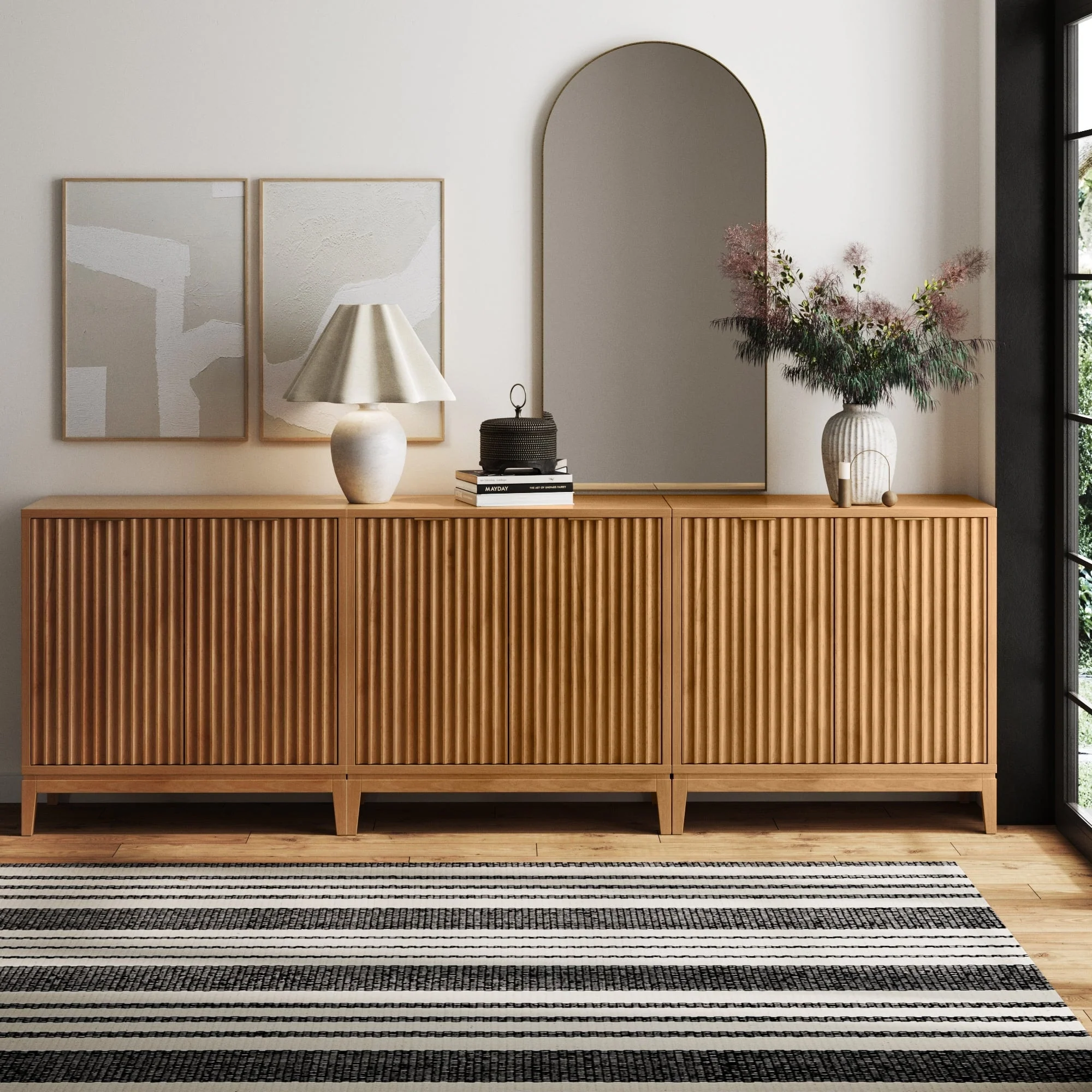 Jasper Modern Sideboard, Kitchen Storage Cabinet with Fluted Doors