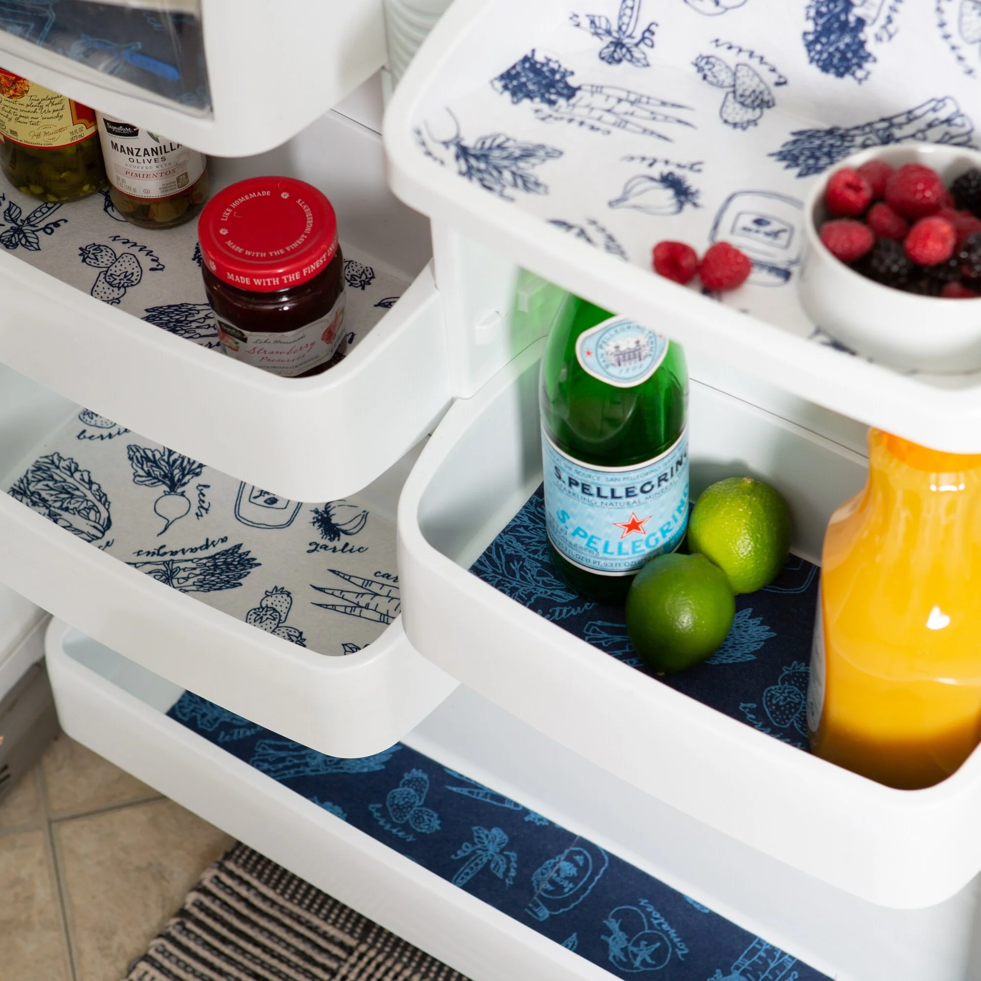 DII Nautical Blue Market Print Fridge Liner (Set of 6)