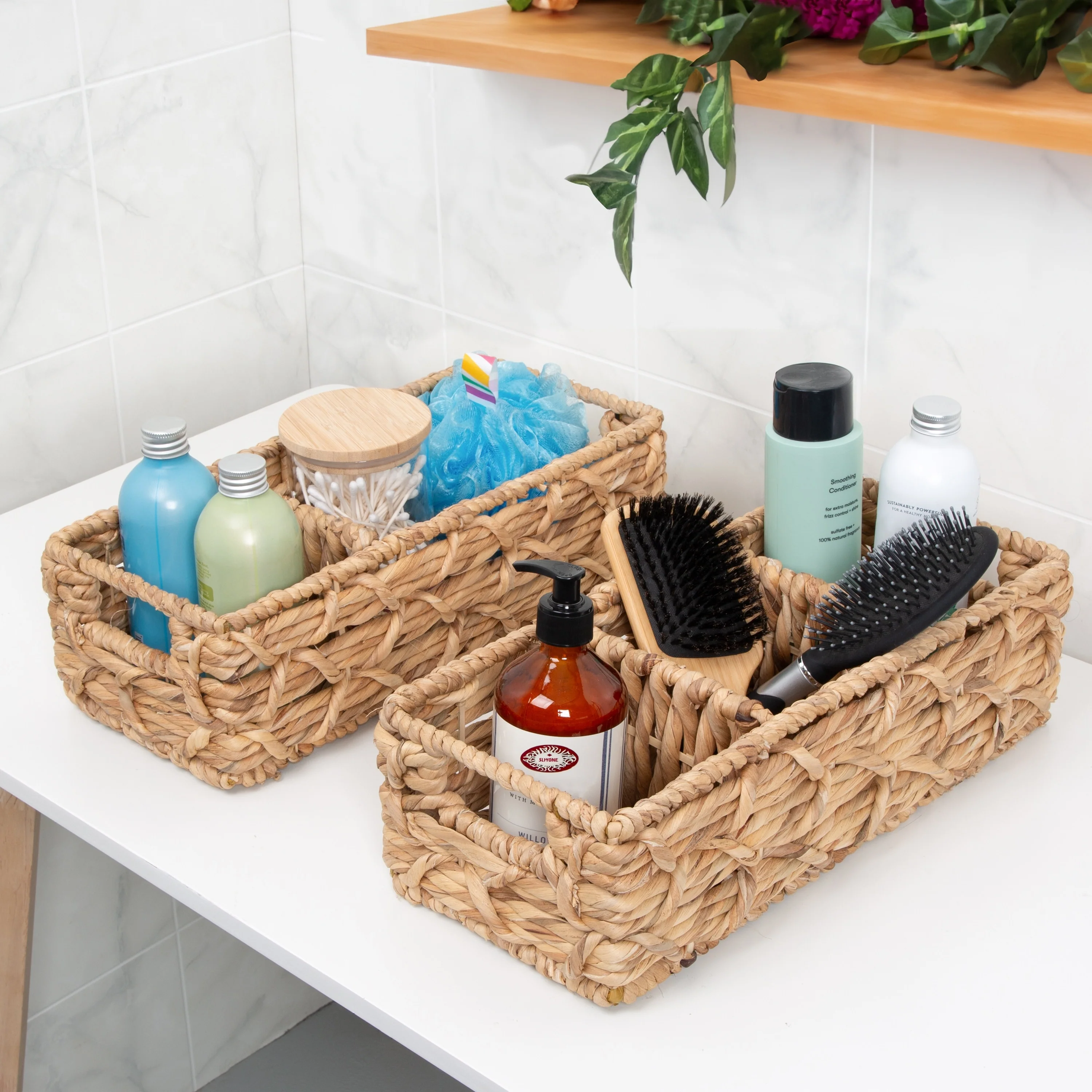 Honey-Can-Do Set of 2 Natural Wicker Baskets with Dividers