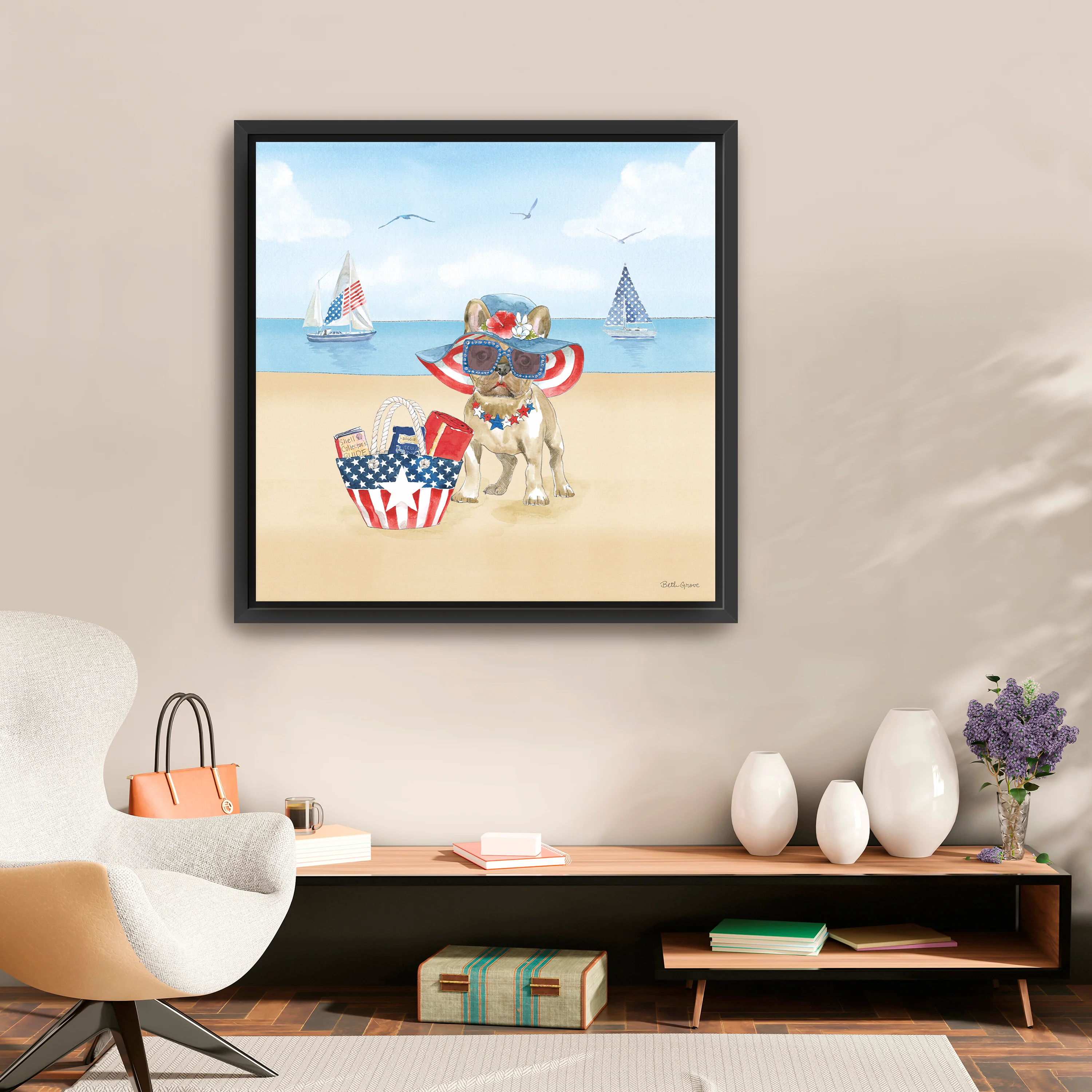 Summer Paws Patriotic IV Canvas Giclee