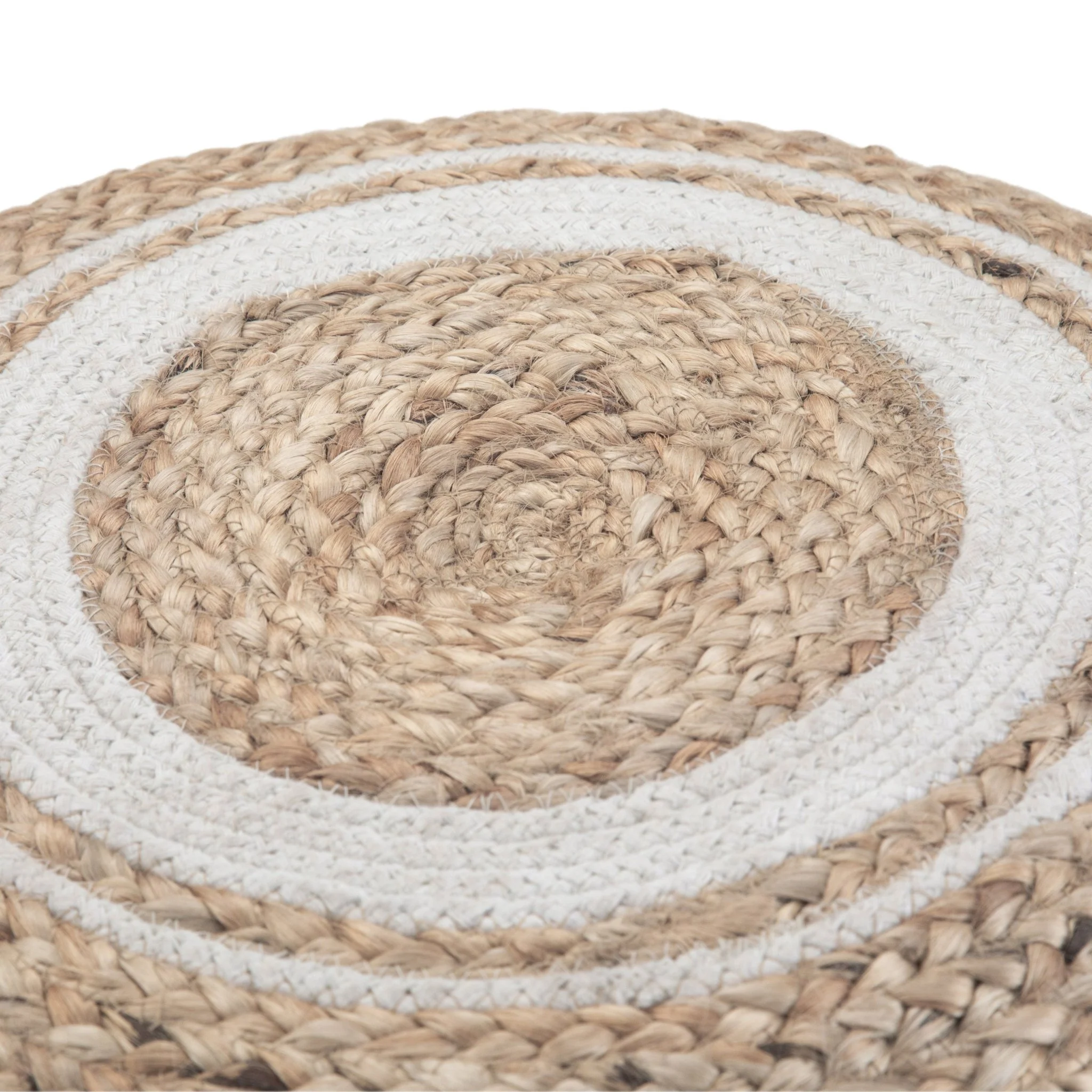Tranquilique Multi-functional Round Pouf with Hand Braided Jute
