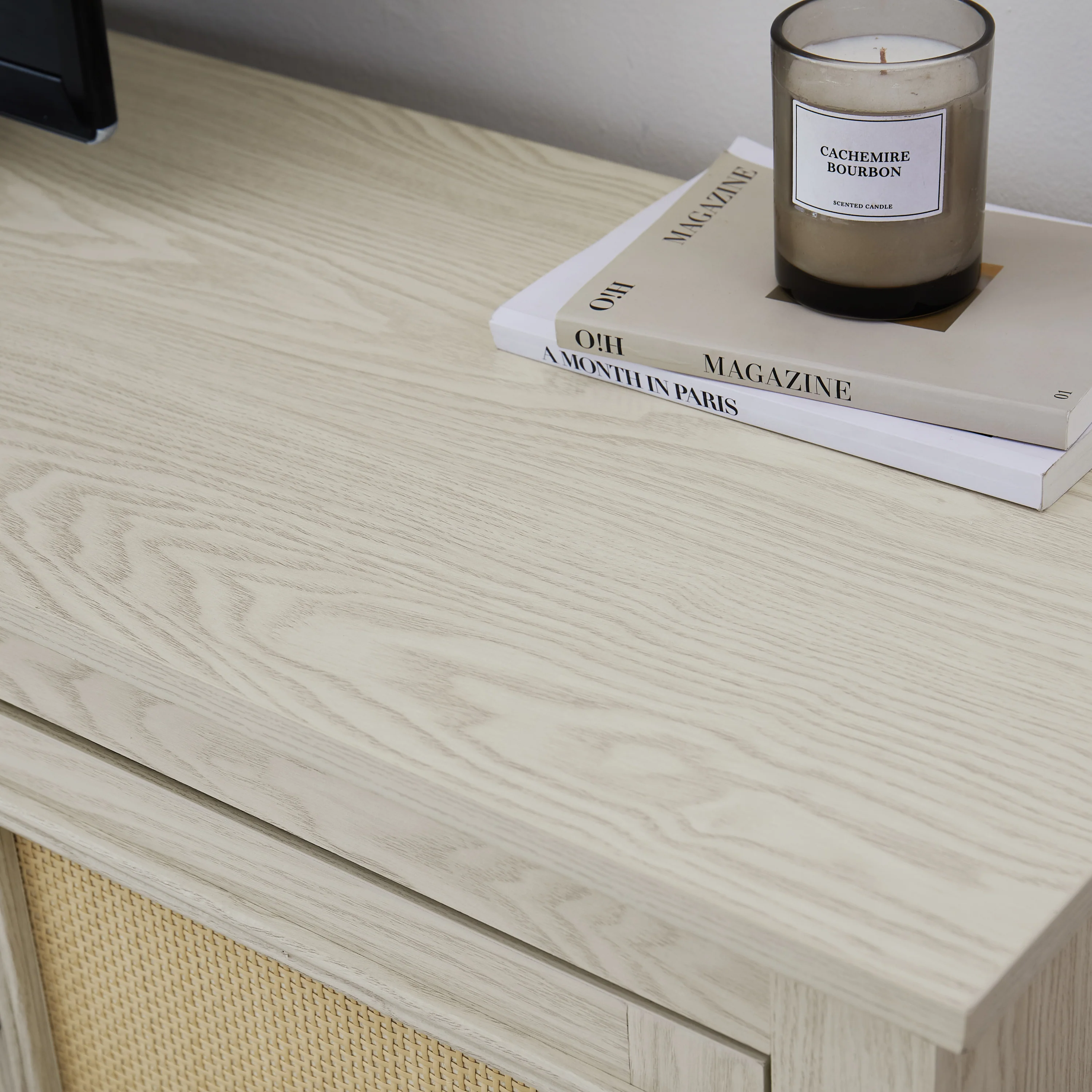 Farmhouse Rattan TV Stand