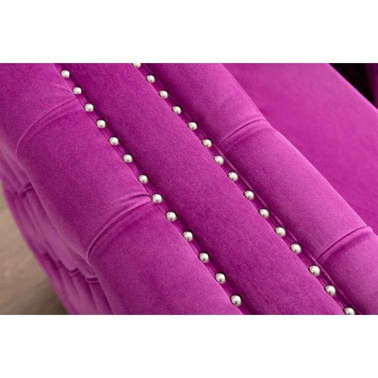 Zaida 104" Velvet Square Arm Chesterfield Upholstered Sofa