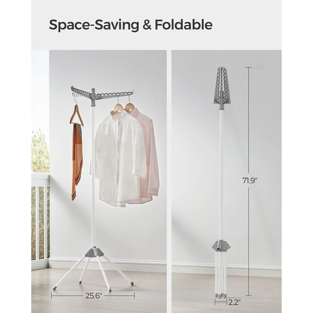 Stainless Steel Foldable Clothes Drying Rack with 360° Rotatable Arms Large Capacity and Space-Saving Design