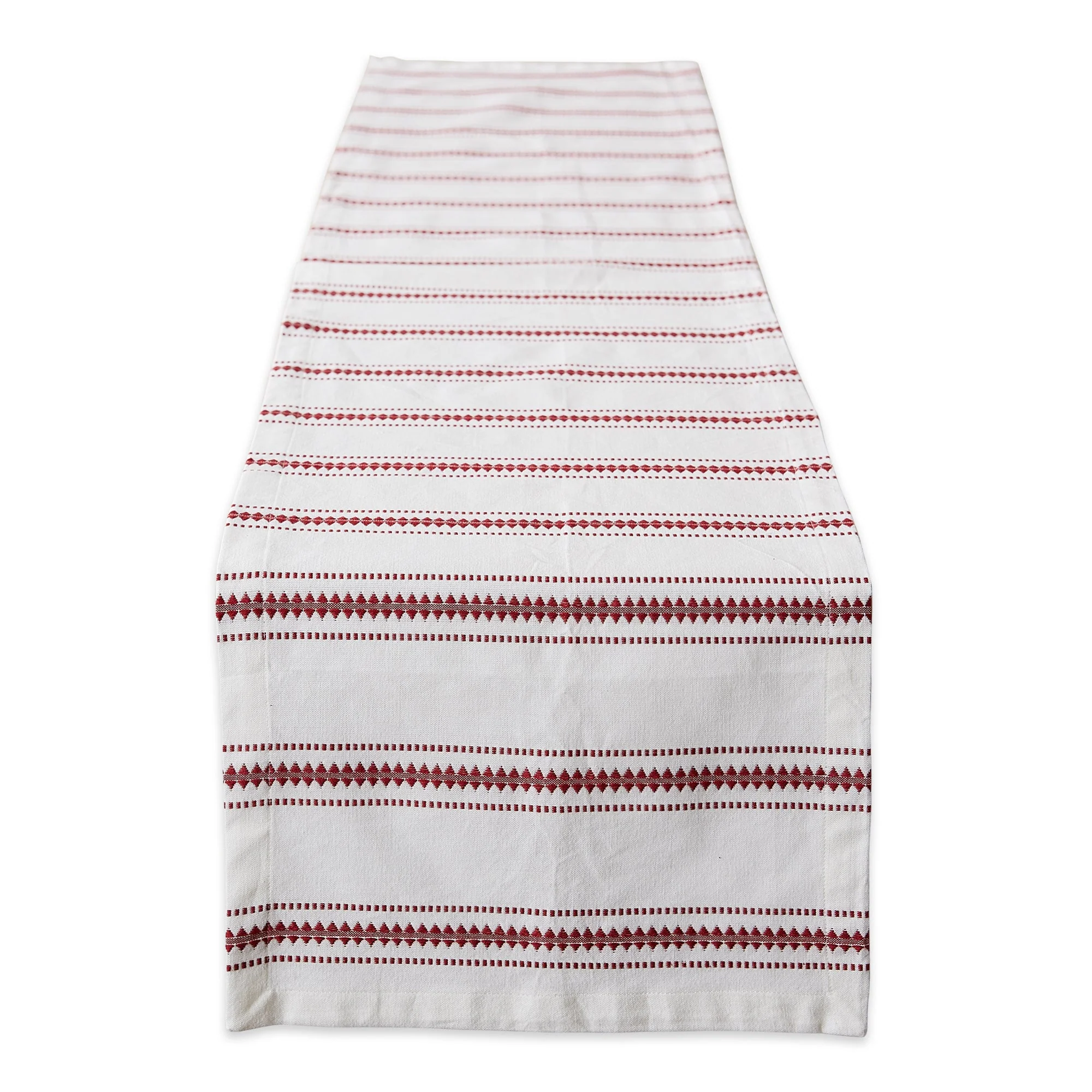 Barn Red Zig Dobby Stripe Table Runner 14X72