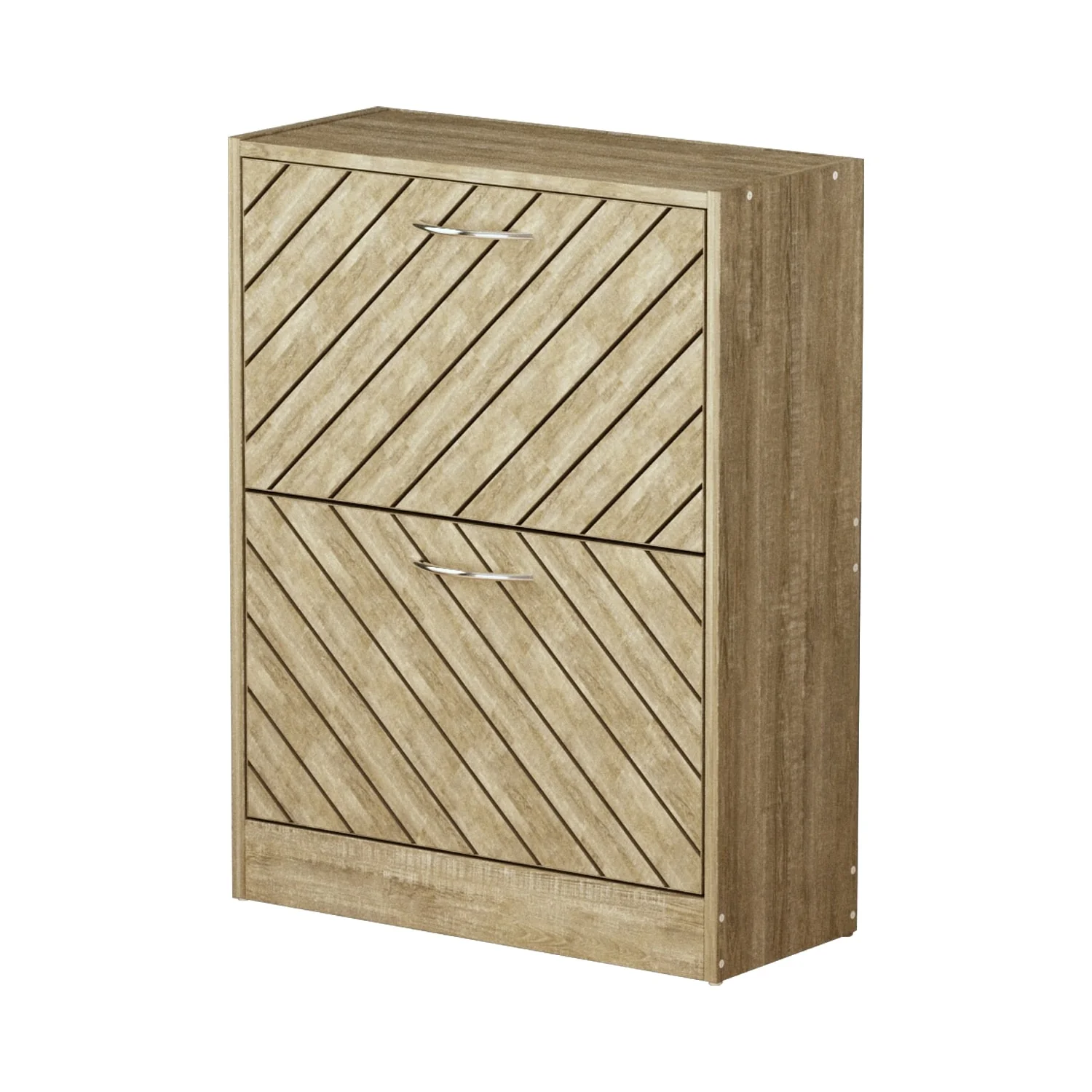 FUFU&GAGA Freestanding 2 Flip Drawers Shoe Cabinet Storage Organizer