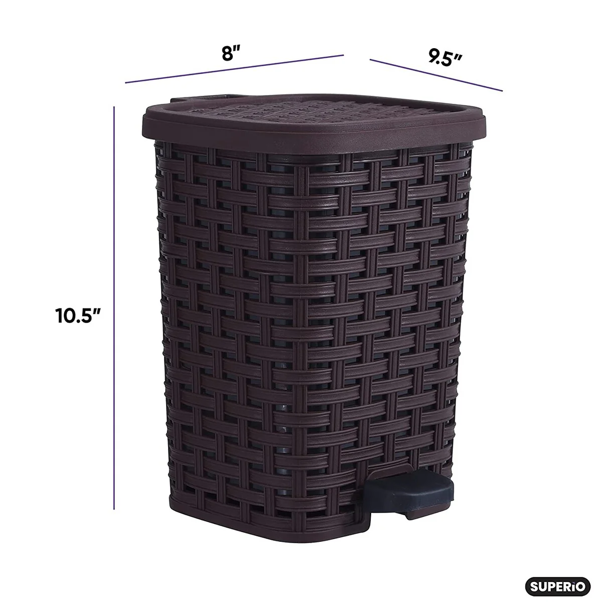 Superio Rattan Step On Trash Can with Removable Liner