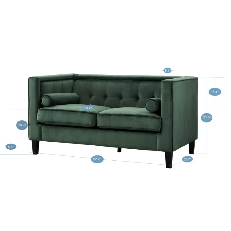 Engelbrecht Loveseat for Living Room, Mid Century Sofa couch, Tufted Cushion, Solid Wooden Legs Loveseat