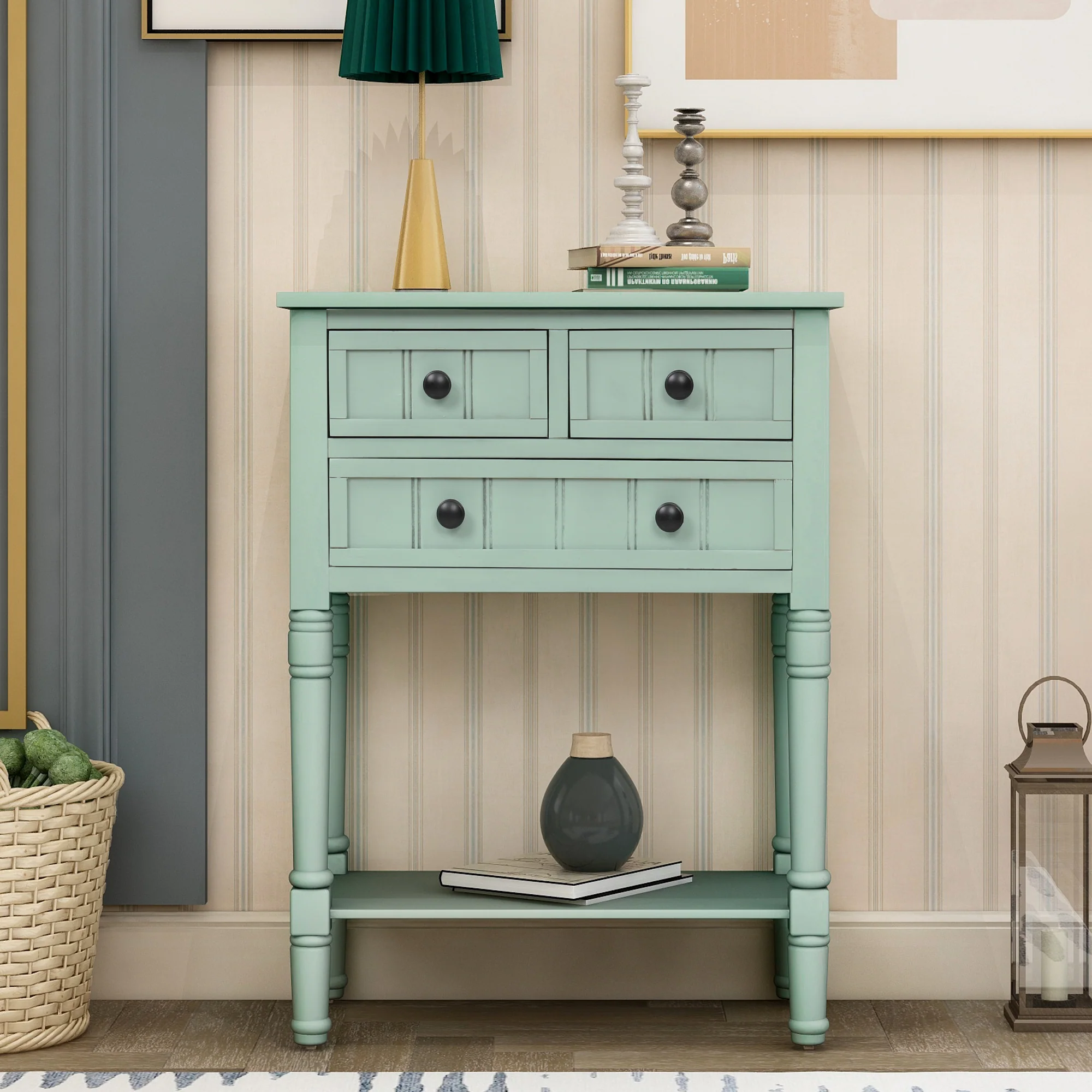Kylie Console Table with 3 Storage Drawers and Bottom Shelf
