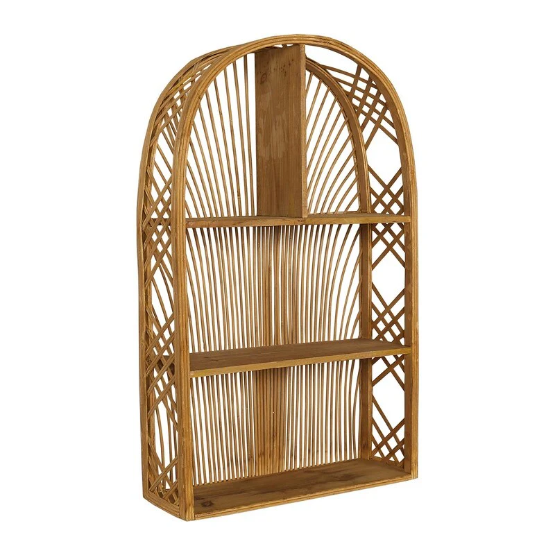 Harmony Arch Rattan Boho Tiered Wall Shelf - 28