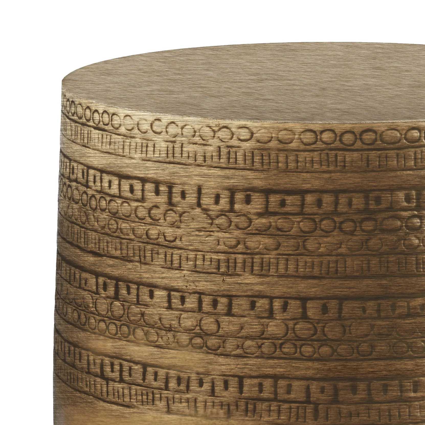 Heights Solid Metal Drum-Shaped Accent Table with Distinctive Texture