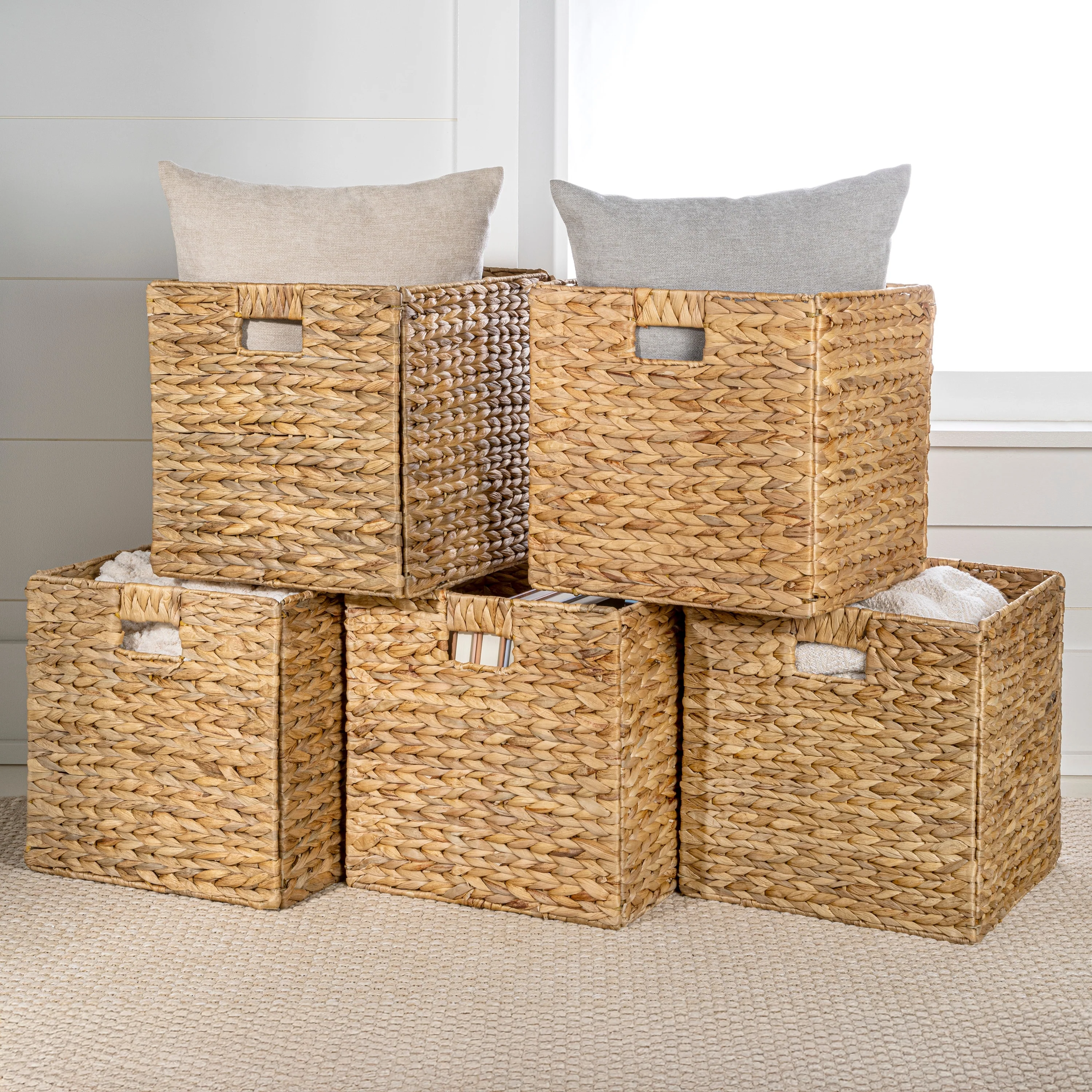 Collapsible Storage Cube Basket with Handles (Set of 5)