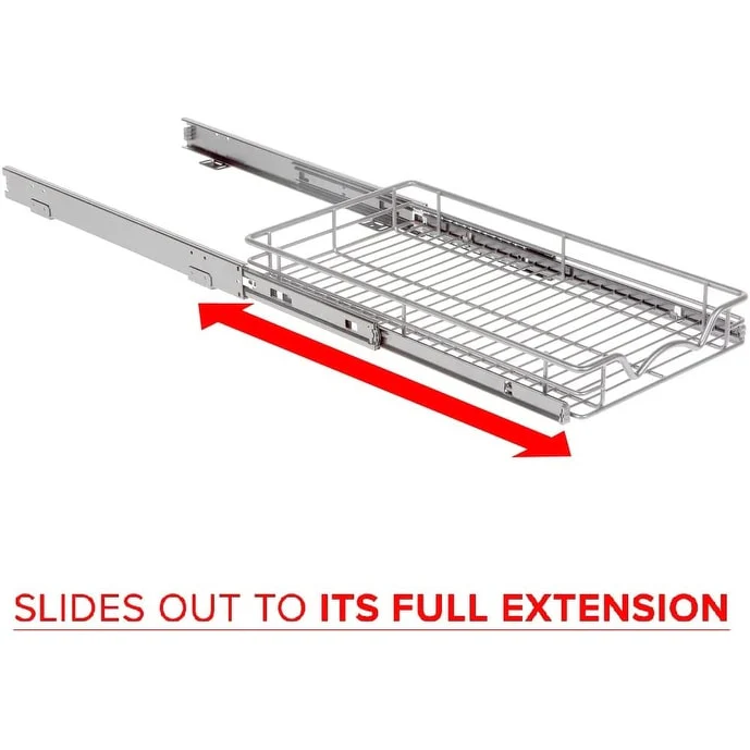 Pull Out Cabinet Drawer Organizer, Heavy Duty- Steel Metal- Chrome Finish