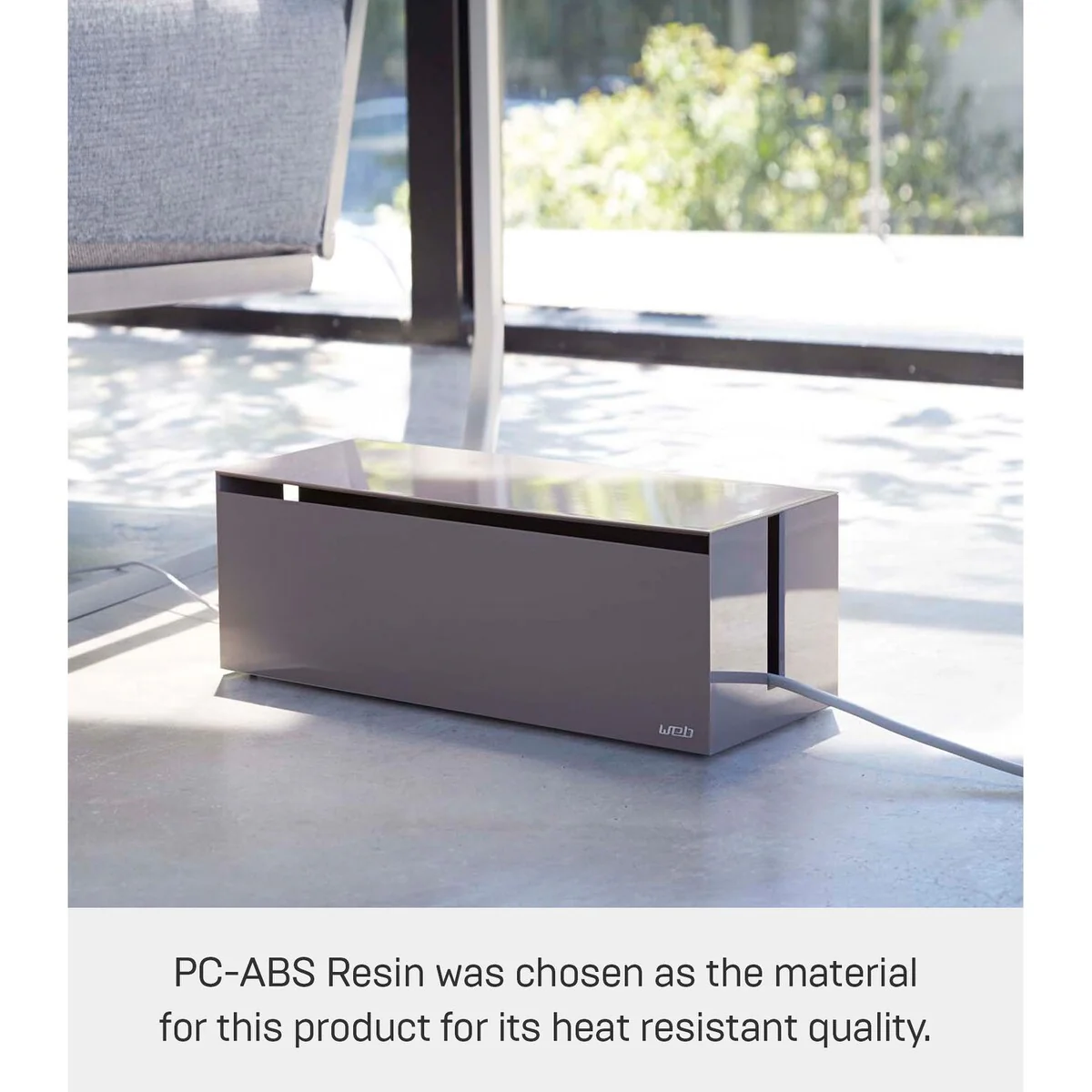 Yamazaki Home Cable Management Box, ABS Plastic, Lid - L 6.1 x W 15.75 x H 5.71 inches