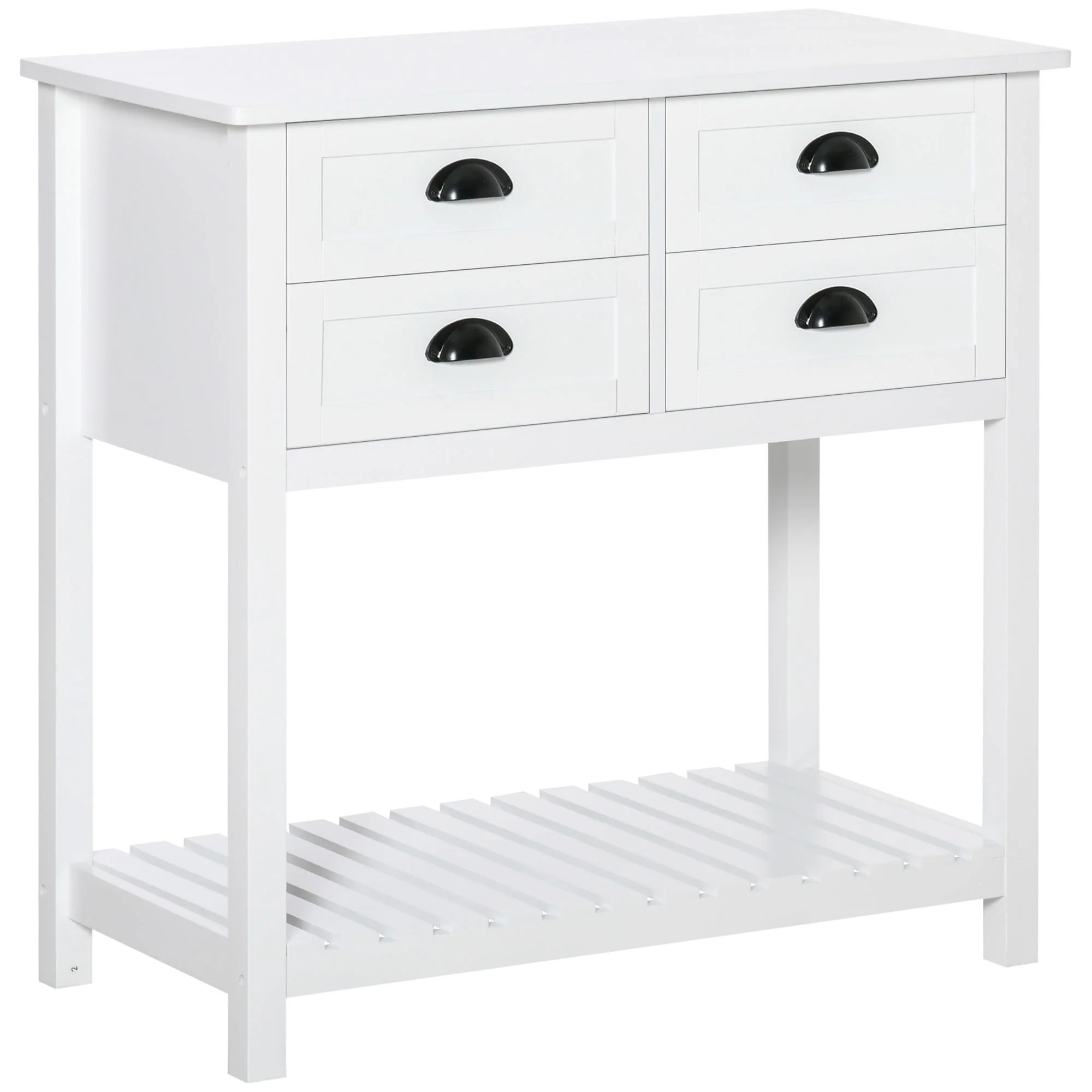 HOMCOM Sideboard Buffet Cabinet, Storage Serving Console Table with 4 Drawers and Slatted Bottom Shelf for Kitchen, Living Room