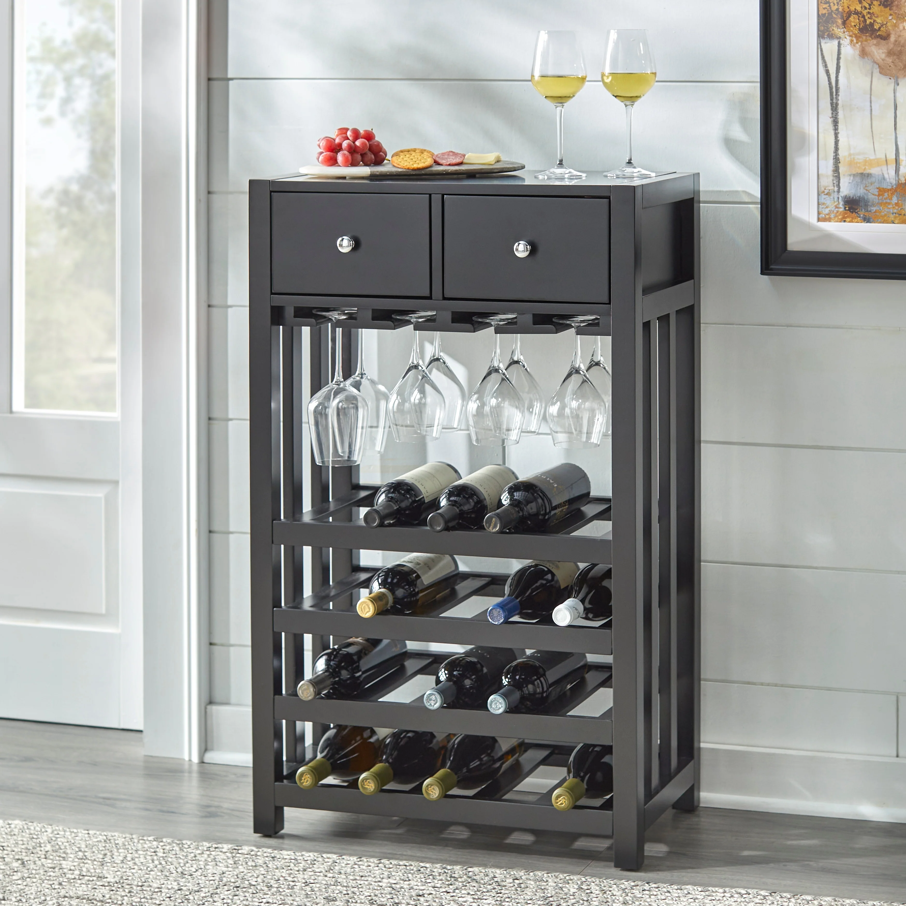 Simple Living Pinot Wood 20-bottle Bar Cabinet