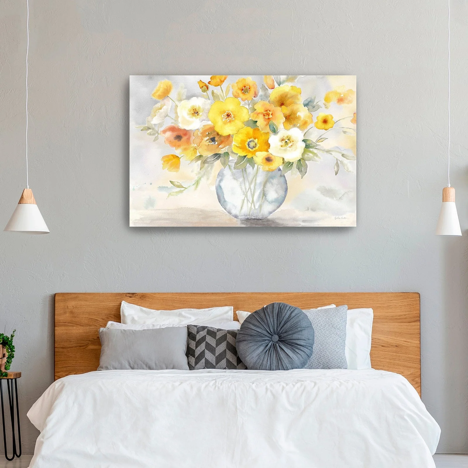 Bright Poppies Vase Canvas Giclee Wall Art