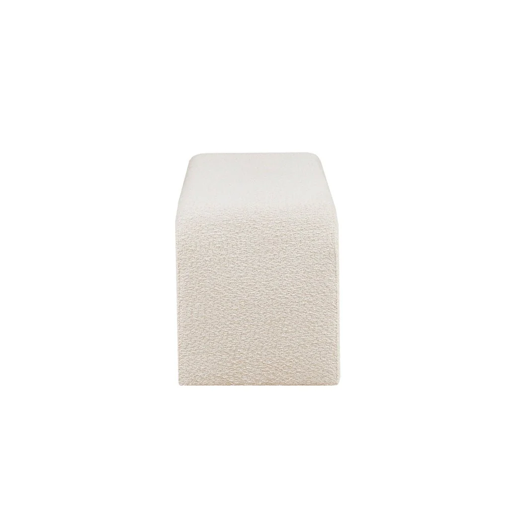 Upholstered Textured Boucle Fabric Waterfall Bench